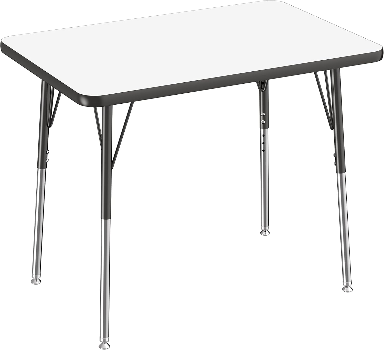 FDP – Mesa rectangular de borrado en seco para actividades escolares y de oficina (24 x 36 pulgadas), patas estándar con deslizadores giratorios,