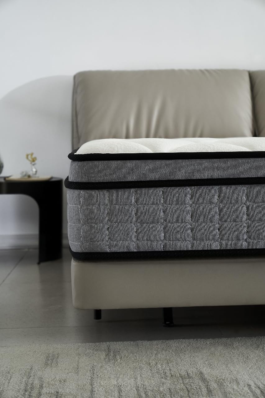 Container Furniture Direct Colchón híbrido tamaño Queen de 12 pulgadas en una caja, cojín de cama con espuma viscoelástica con infusión de gel,