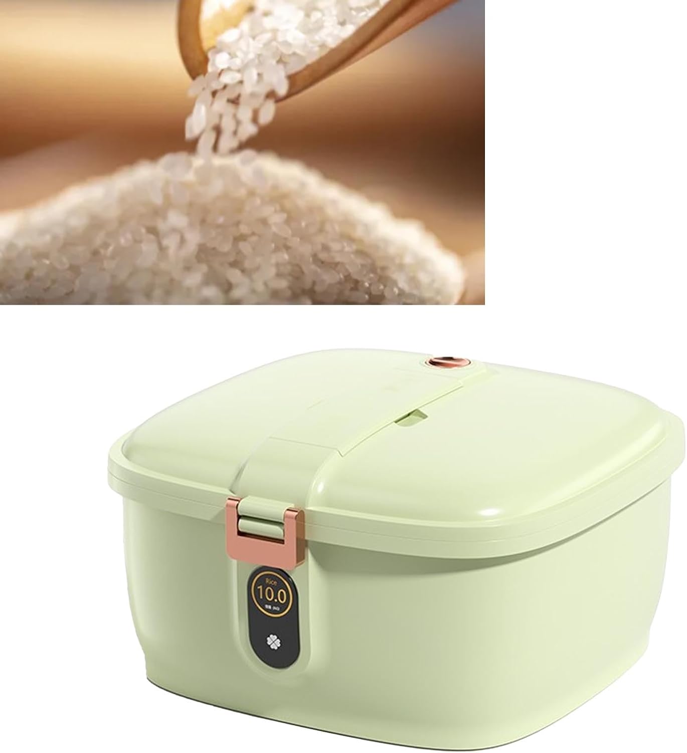 Recipiente de almacenamiento de arroz, dispensador de arroz de gran capacidad, cubo de arroz sellado hermético, dispensador de granos de cocina,