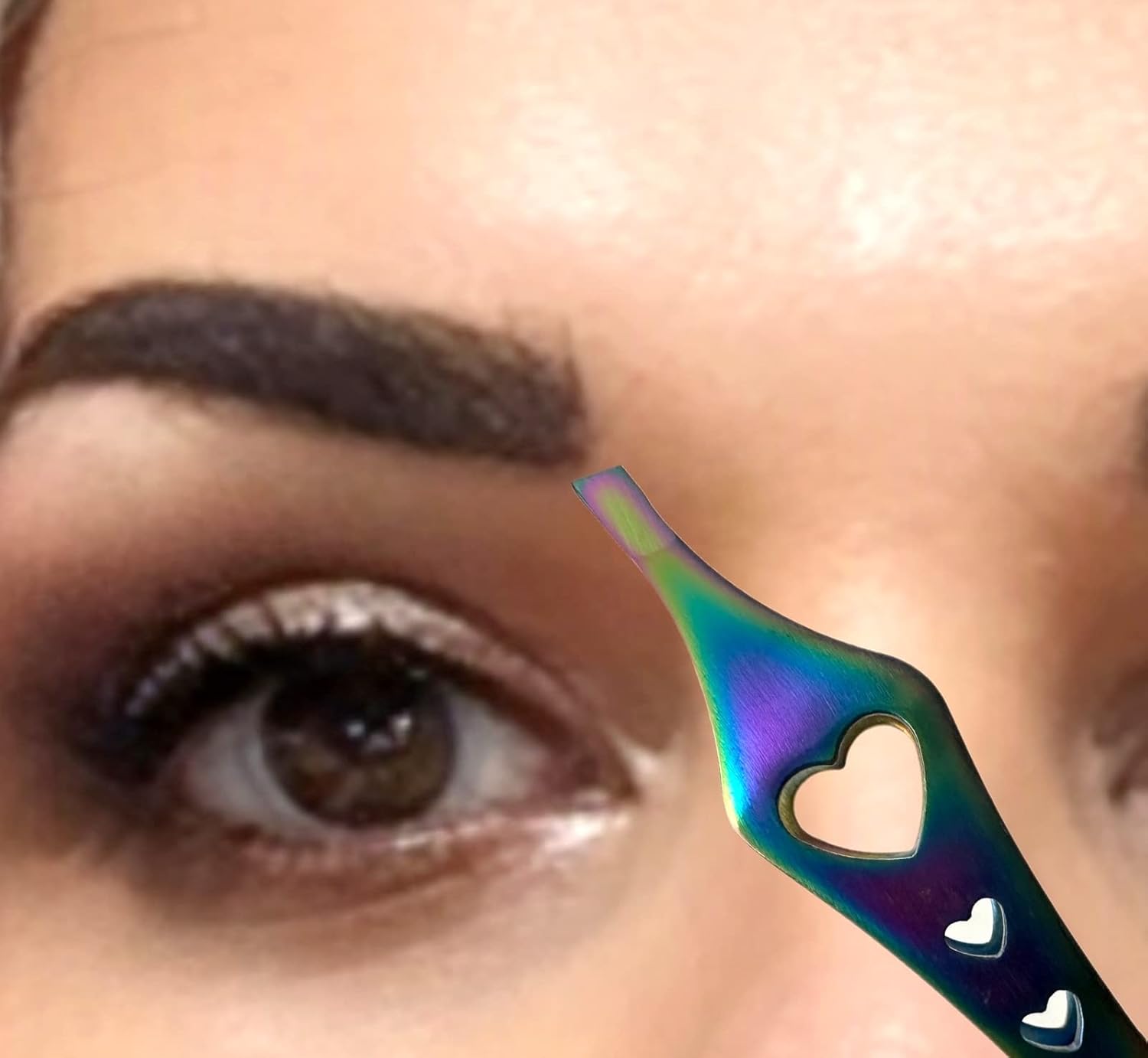 Pinzas de doble punta 2 en 1 de arco iris, pinzas de precisión inclinadas afiladas para cejas y depilación encarnada, herramienta para el cuidado de