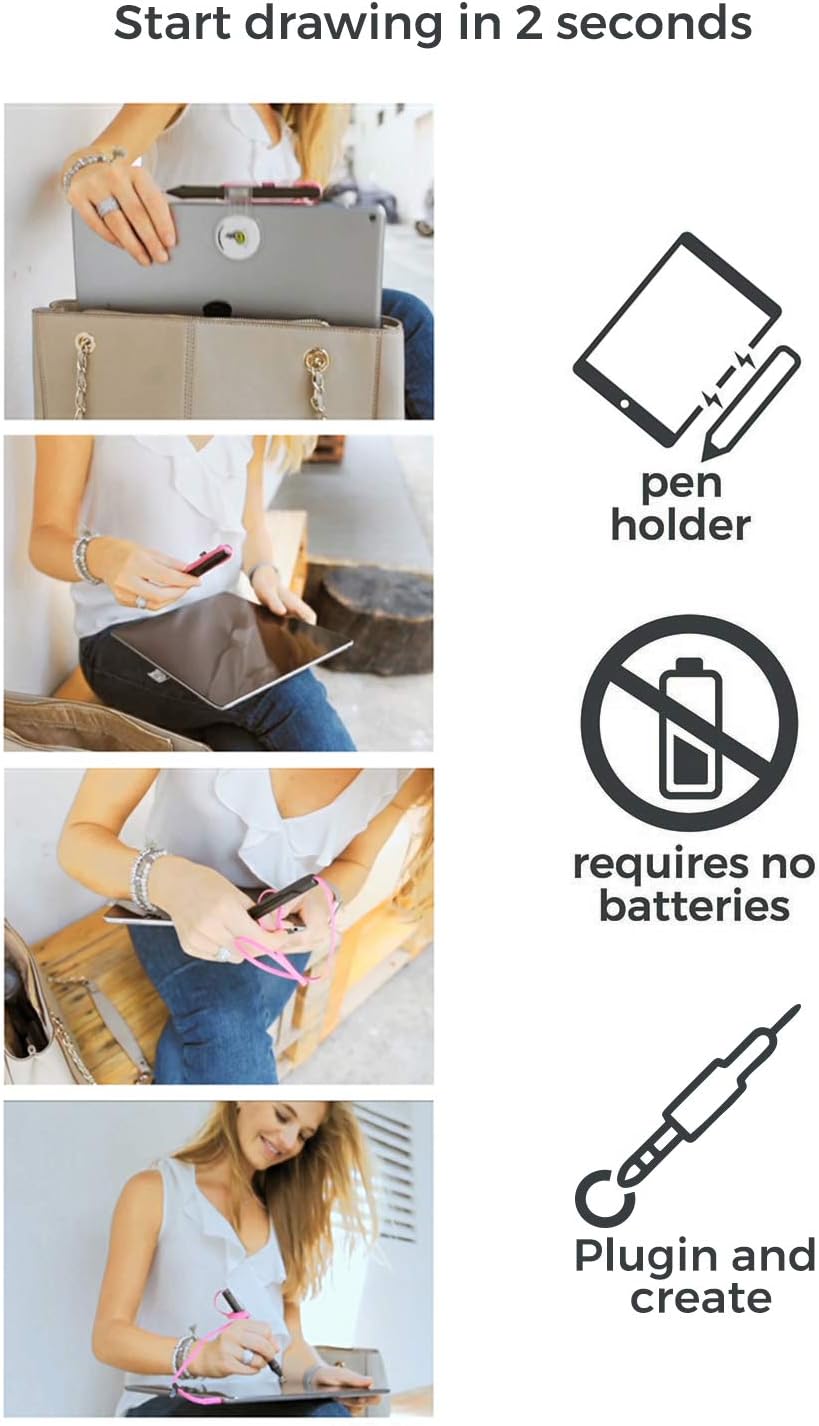 SonarPen – Lápiz capacitivo inteligente sensible a la presión con rechazo de palma y botón de acceso directo. Menos batería. Compatible con Apple