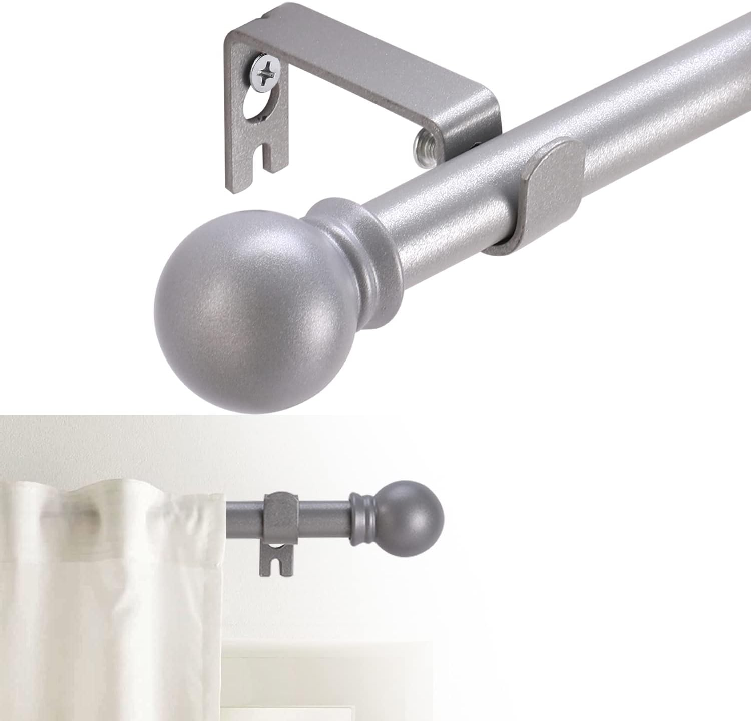 GXOACKJ Barras de cortina para ventanas de 48 a 84 a 93 pulgadas, juego de barras de cortina decorativas de 58 pulgadas, barra de cortina de metal