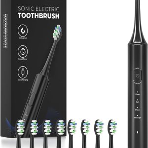 Cepillo de dientes eléctrico para adultos con 8 cabezales de cepillo, 4 modos de limpieza IPX7 Cepillo de dientes eléctrico recargable de viaje con Cepillo de dientes eléctrico para adultos con 8 cabezales de cepillo, 4 modos de limpieza IPX7 Cepillo de dientes eléctrico recargable de viaje con