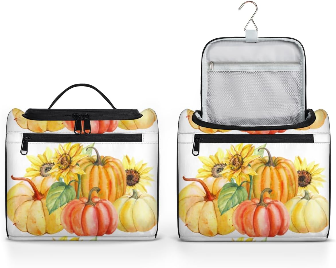 Fun Thanksgiving Texture Toiletry Bag for Women Travel Makeup Organizer with Hanging Hook Traveling Cosmetic Bags for Toiletries Accessories
