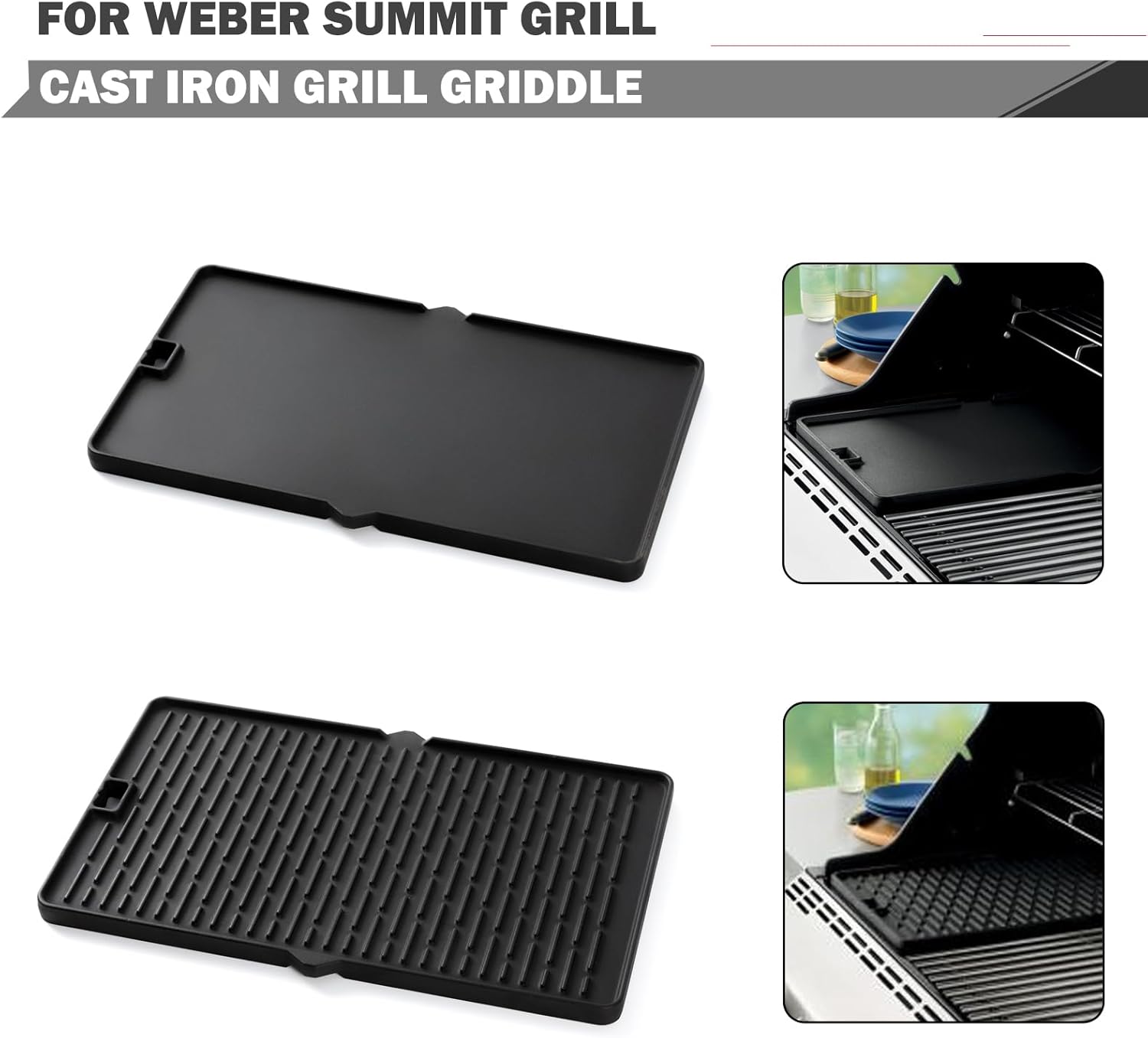 7404 – Repuesto de plancha para parrilla Weber Summit 400 Serie 600, piezas de repuesto de parrilla Summit S-670 S-470 E-470 E-470, placa reversible