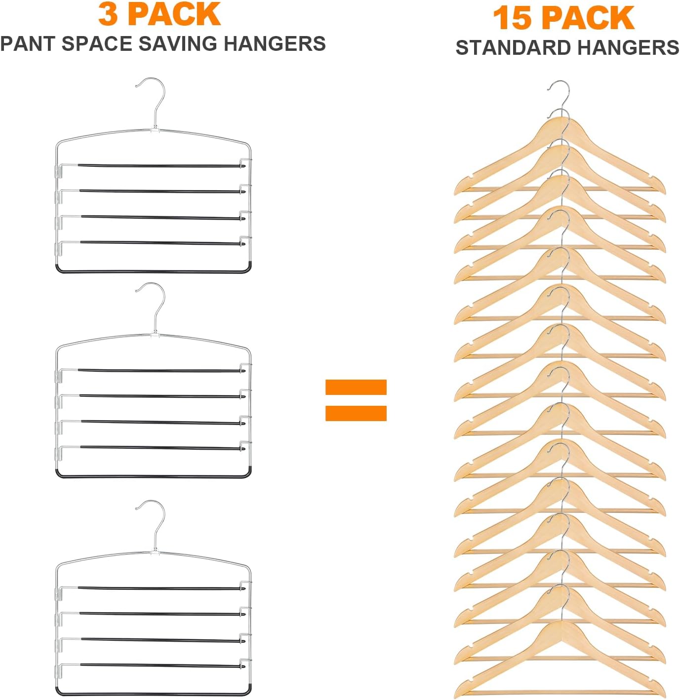 TOPIA HANGER Perchas para pantalones, paquete de 3 perchas que ahorran espacio, antideslizantes, de 5 niveles, con brazo oscilante, para ahorrar