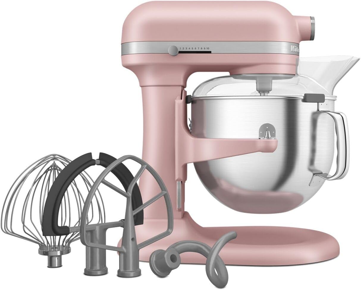 KitchenAid Batidora de pie elevadora de tazón de 7 cuartos de galón, rosa seca mate