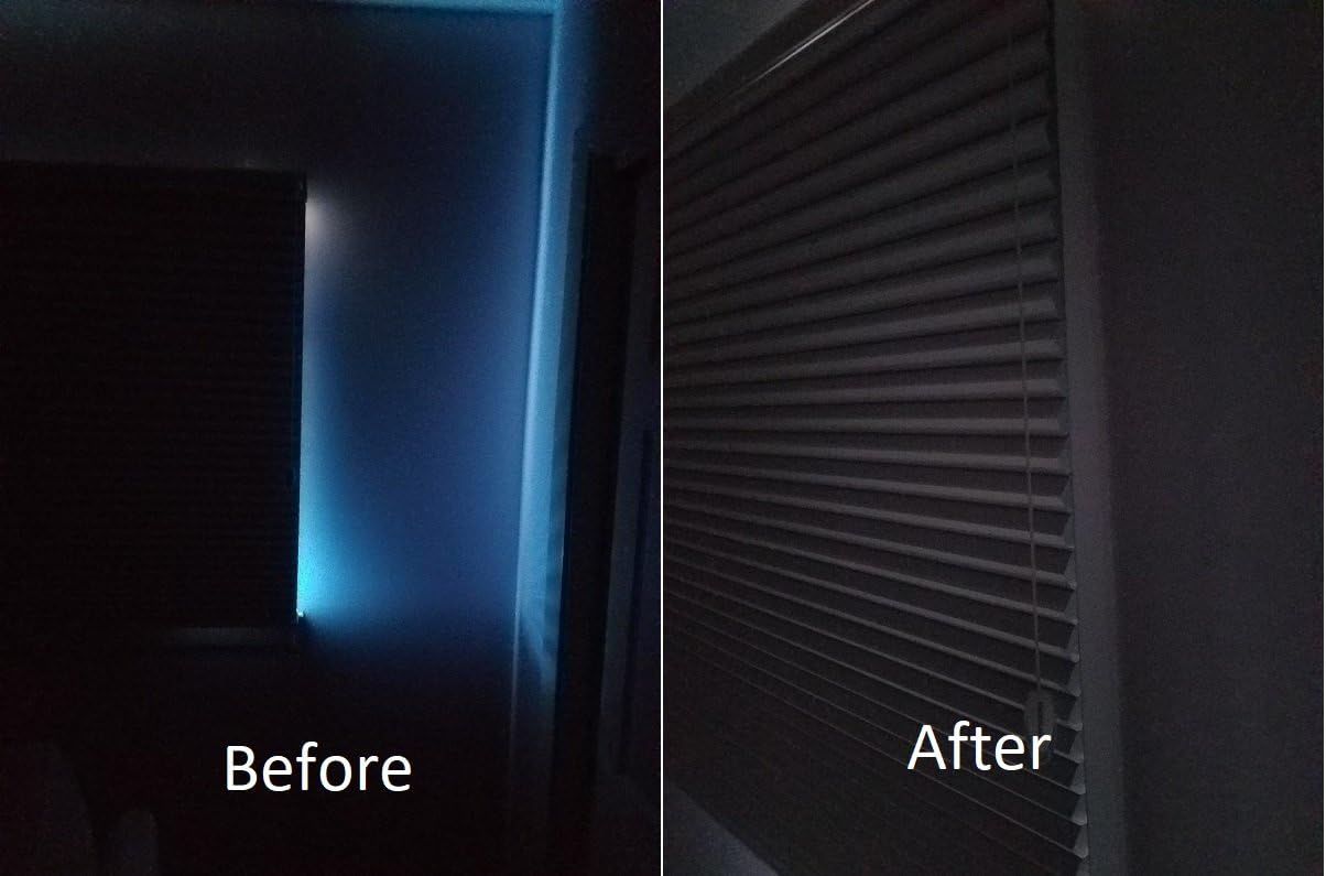 Bloqueador de huecos de luz para persianas celulares y ventanas. Eficaz para bloquear la luz a lo largo de los bordes de tus persianas opacas (90