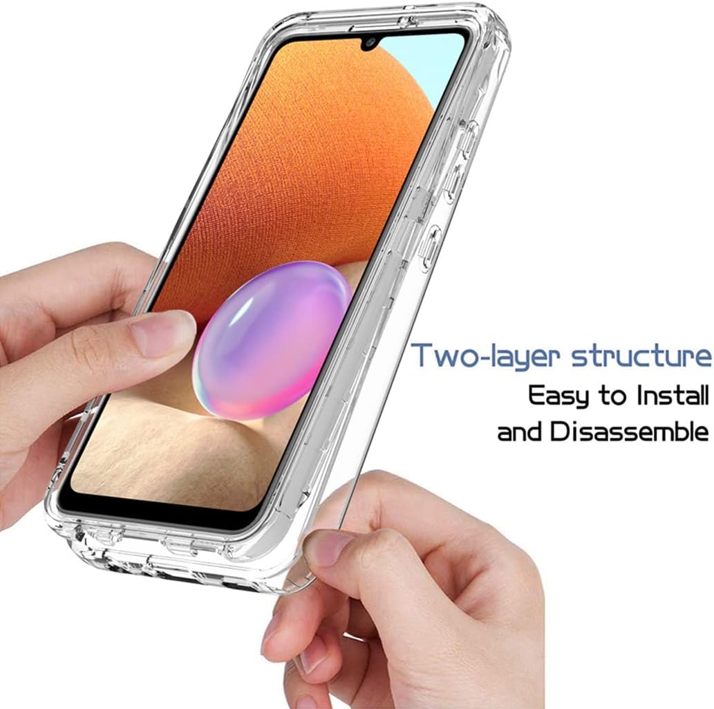 Bohefo Funda transparente compatible con Galaxy A32 4G, SM-A325F con protector de pantalla de vidrio templado, bonito protector de cristal a prueba
