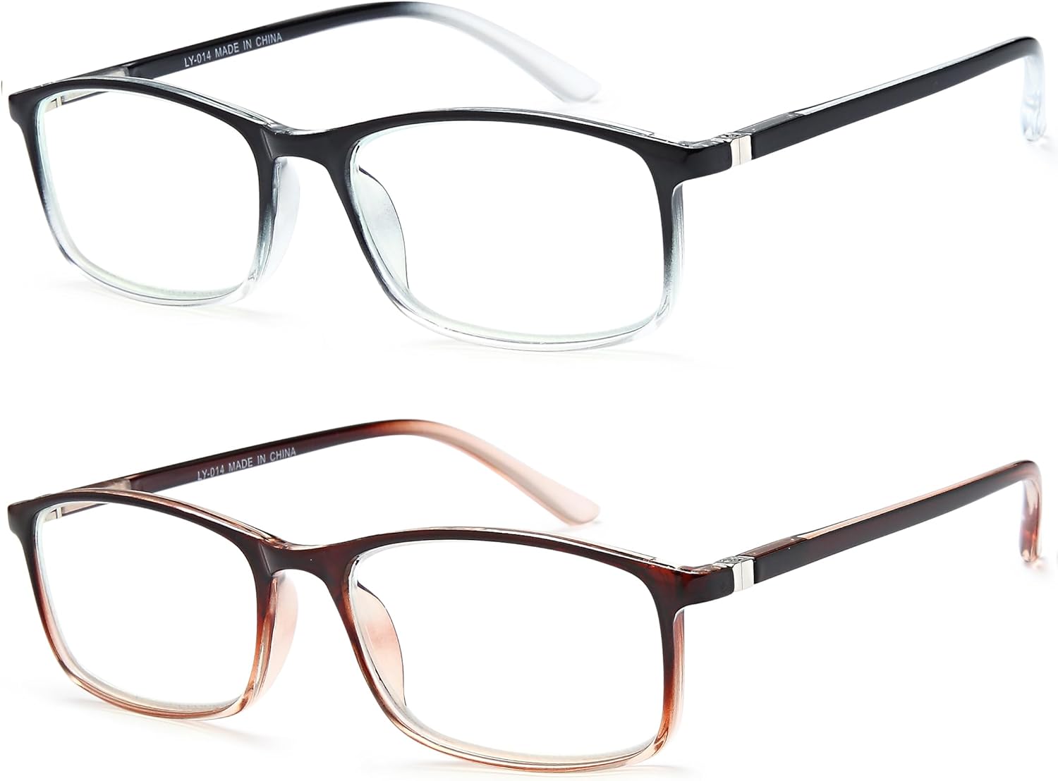 Lentes de lectura con bloqueo de luz azul, paquete de 2 unidades, para lectura de computadora, hombres y mujeres, bisagra de resorte (negro, té), 3.5