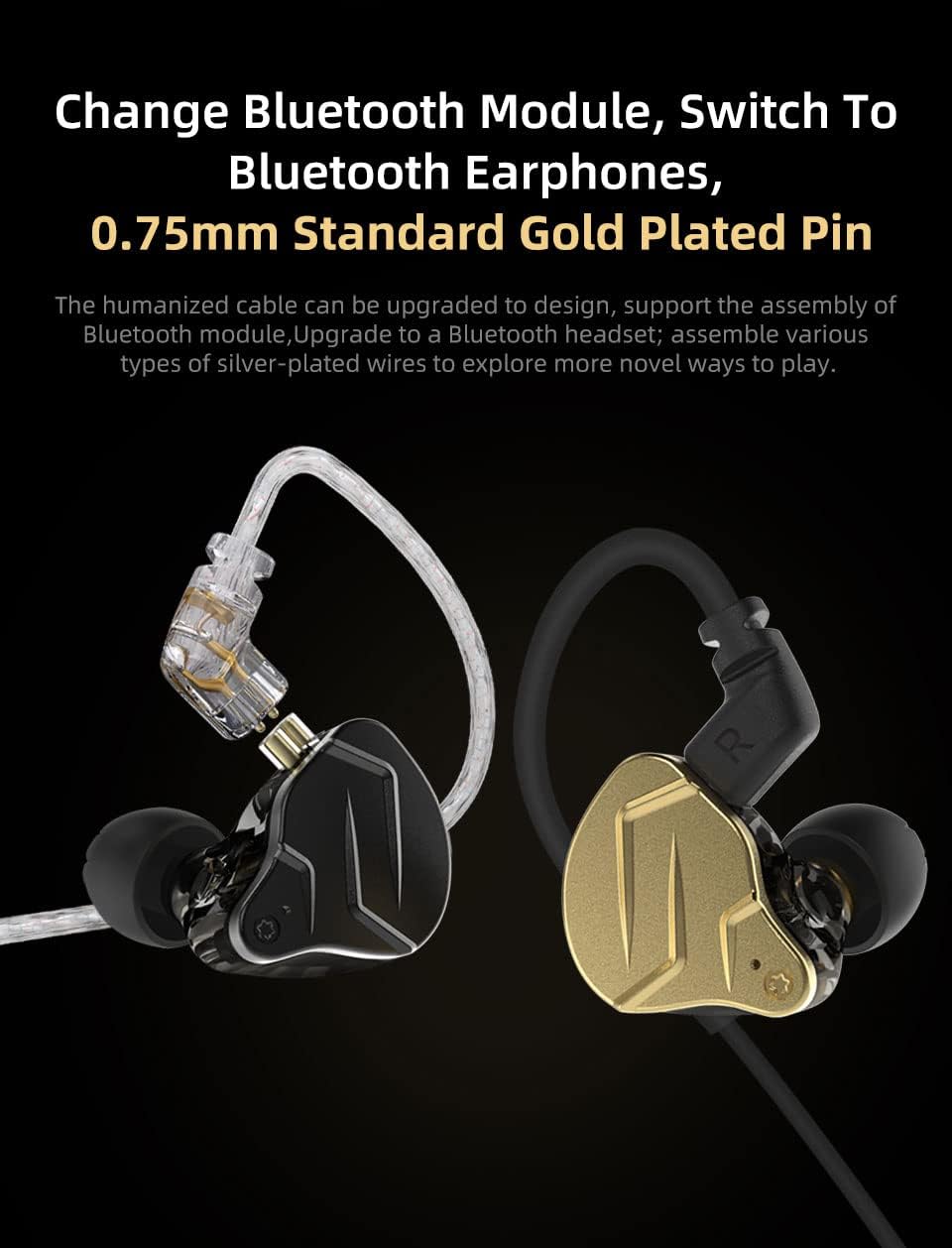 keephifi KZ ZSN Pro X Wired Ear Buds with Microphone,1BA+1DD Hybrid IEM Earphones Earbuds Punchy Bass,Comfortable Wearing, Detachable Cable for