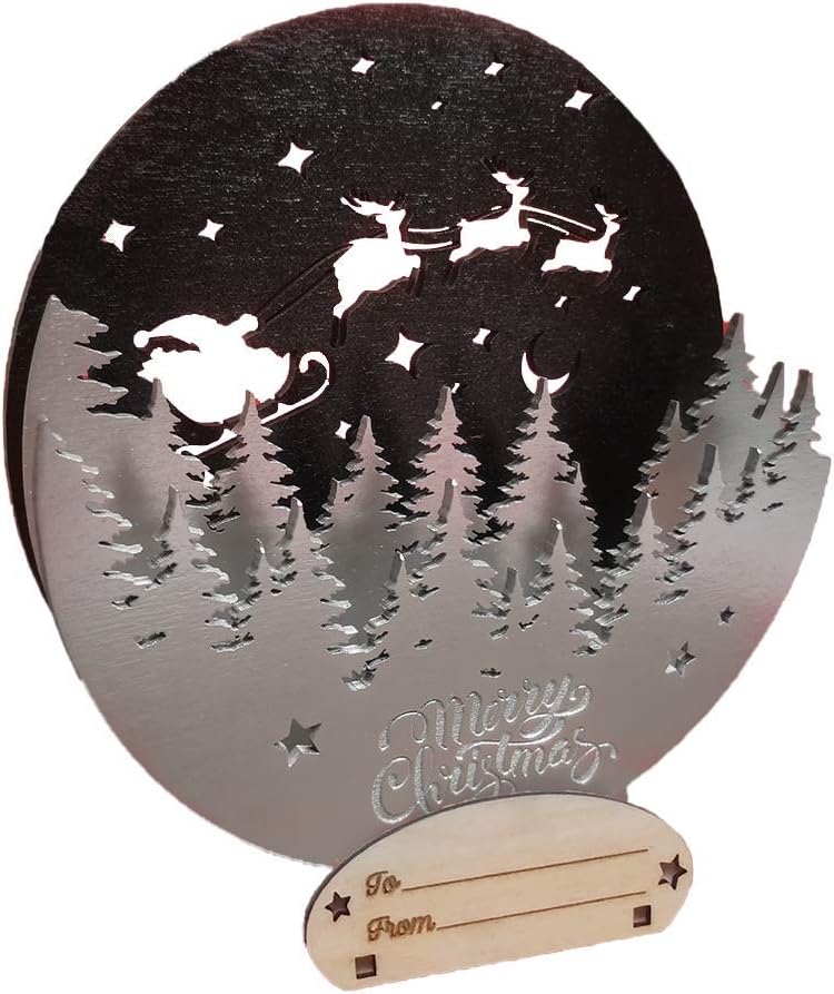 SABA Home Decor Tarjetas de Navidad 3D de madera para regalo tarjeta de felicitación desplegable con felicitaciones personalizadas a tus amigos y