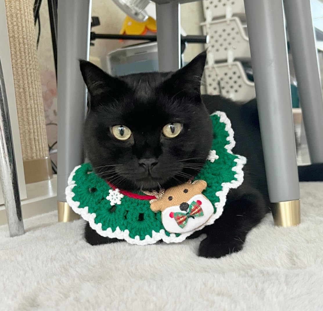 Pets Landing Pañuelo de Navidad ajustable tejido a mano, bufandas para perro, saliva, lavable para la moda, cachorro, gato, mascotas, babero, linda
