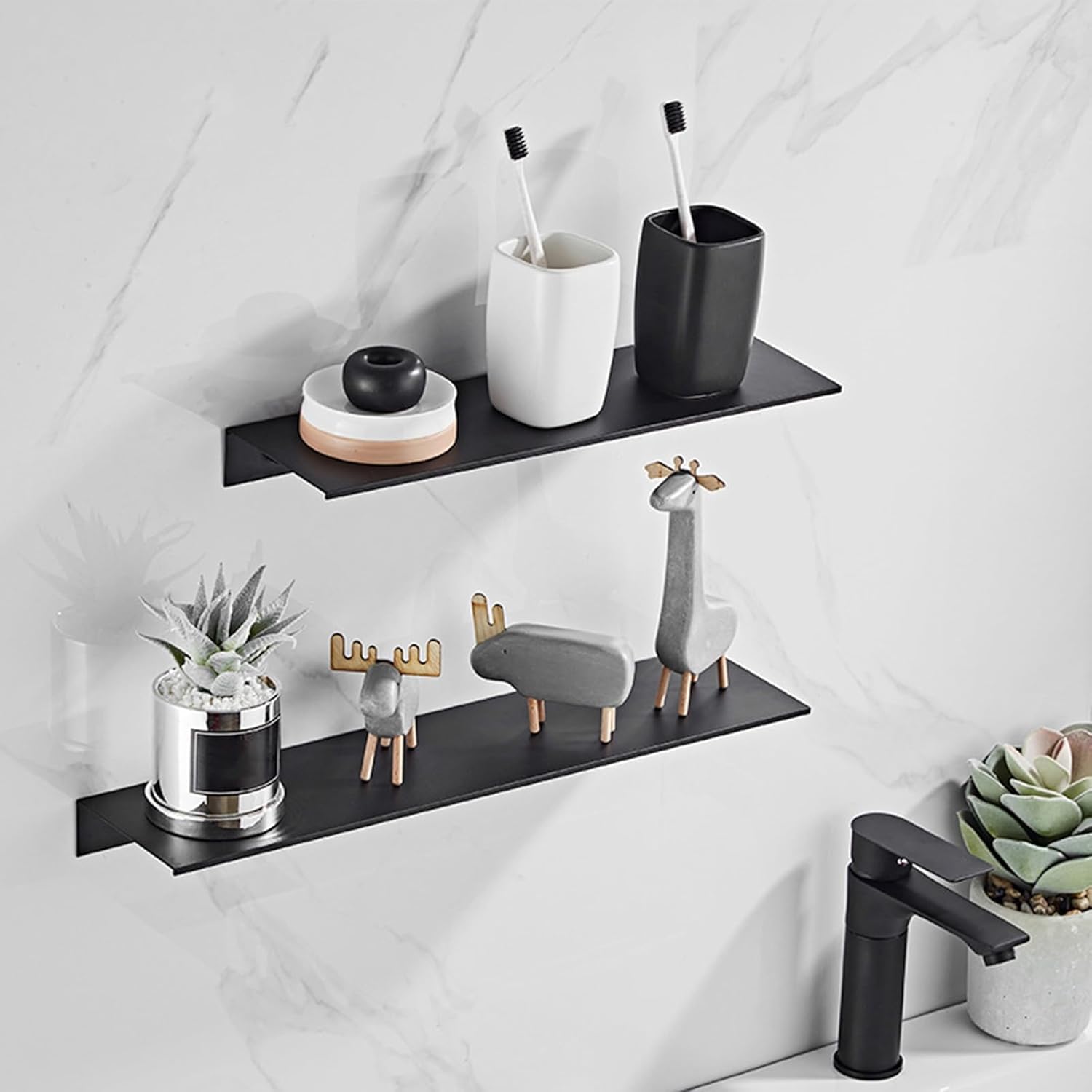 Estante flotante, estante de pared de metal negro para sala de estar, baño, cocina, dormitorio, estantes de exhibición de 12 pulgadas para