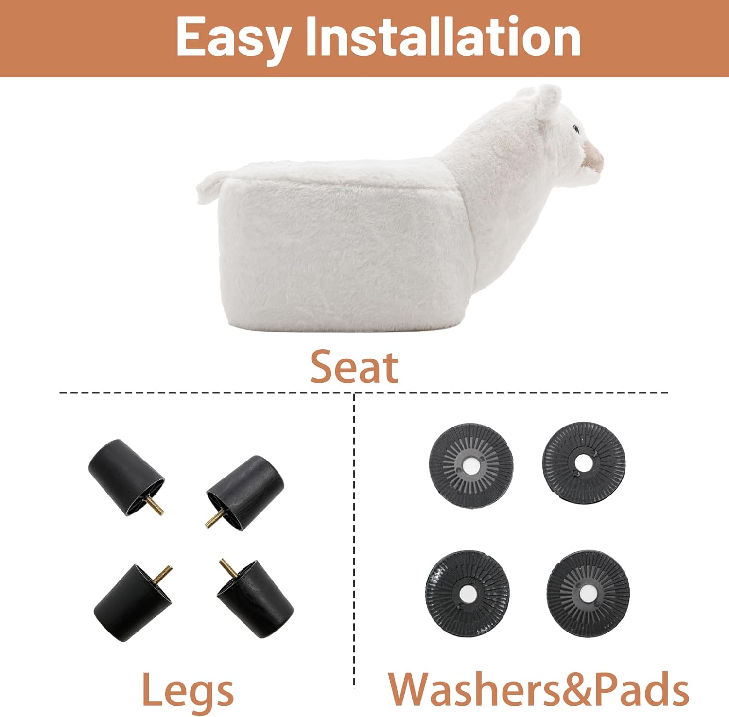 Reposapiés otomano de animales de felpa, decoración adorable y funcional para sala de estar, guardería y dormitorio (edición de alpaca)