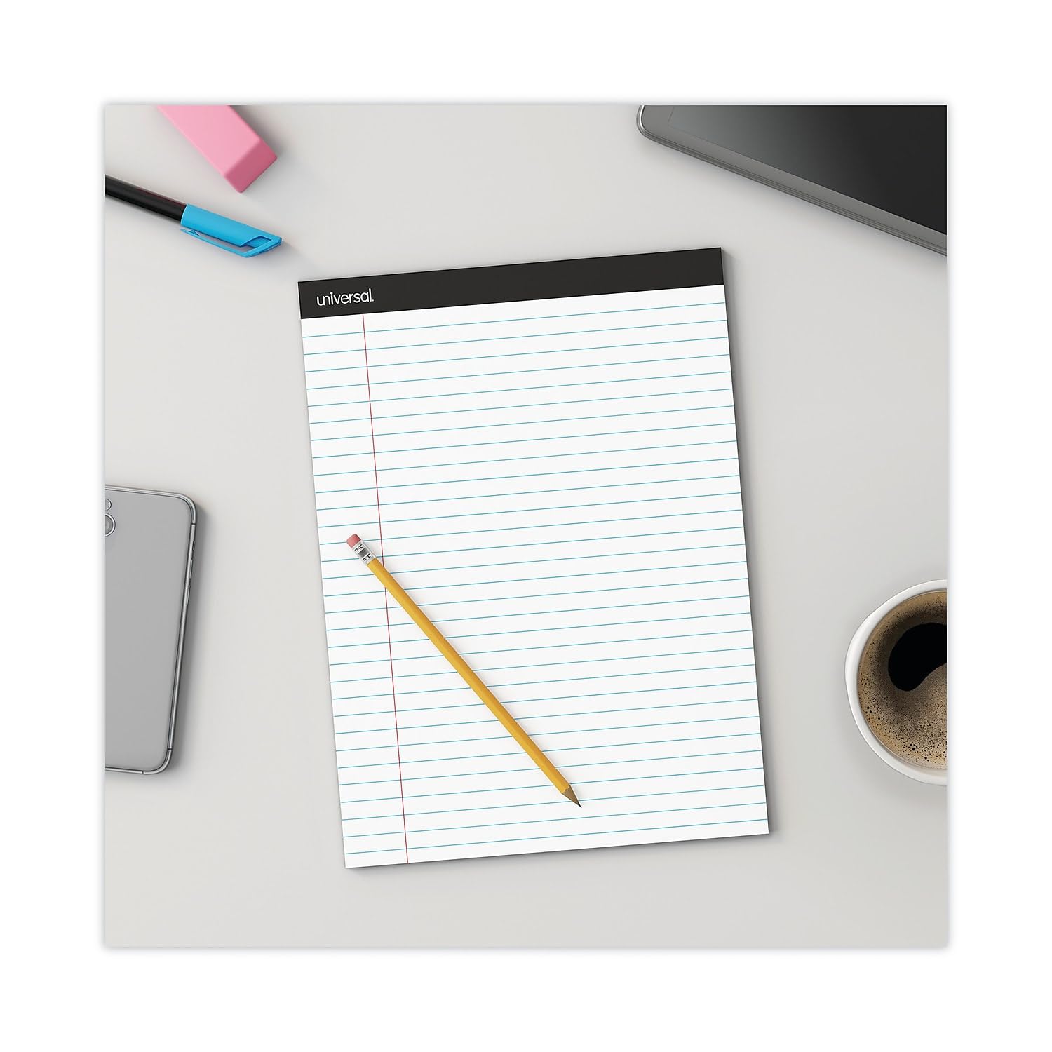 Universal 30630 Bloc de escritura a rayas premium, blanco, 8 12 x 11, legalancho, 50 hojas, 6 blocs (Unv30630)