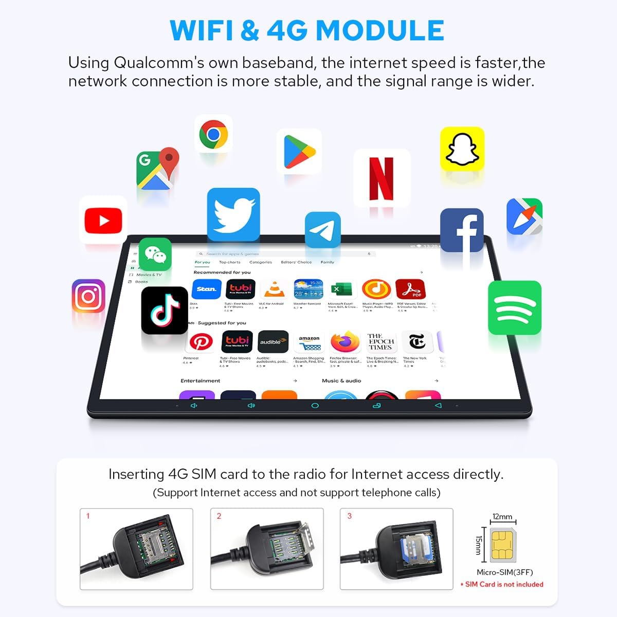 Joying Estéreo para coche con Carplay y Android Auto, radio doble DIN de 15.1 pulgadas 8GB+128GB pantalla táctil capacitiva con Bluetooth 5.0,