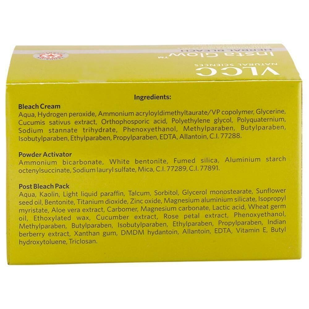 Vlcc Insta Glow – Blanqueador de hierbas con pepino y pétalo de rosa para la equidad, 1.90 oz