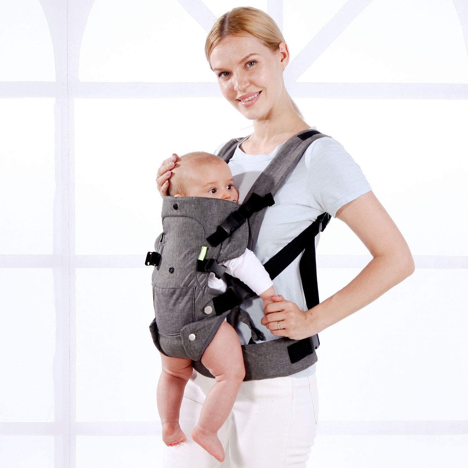 Portabebés para recién nacidos a niños pequeños, portabebés, acogedor portabebés ligero, ajustable, portabebés para bebés de 7 a 45 libras, para