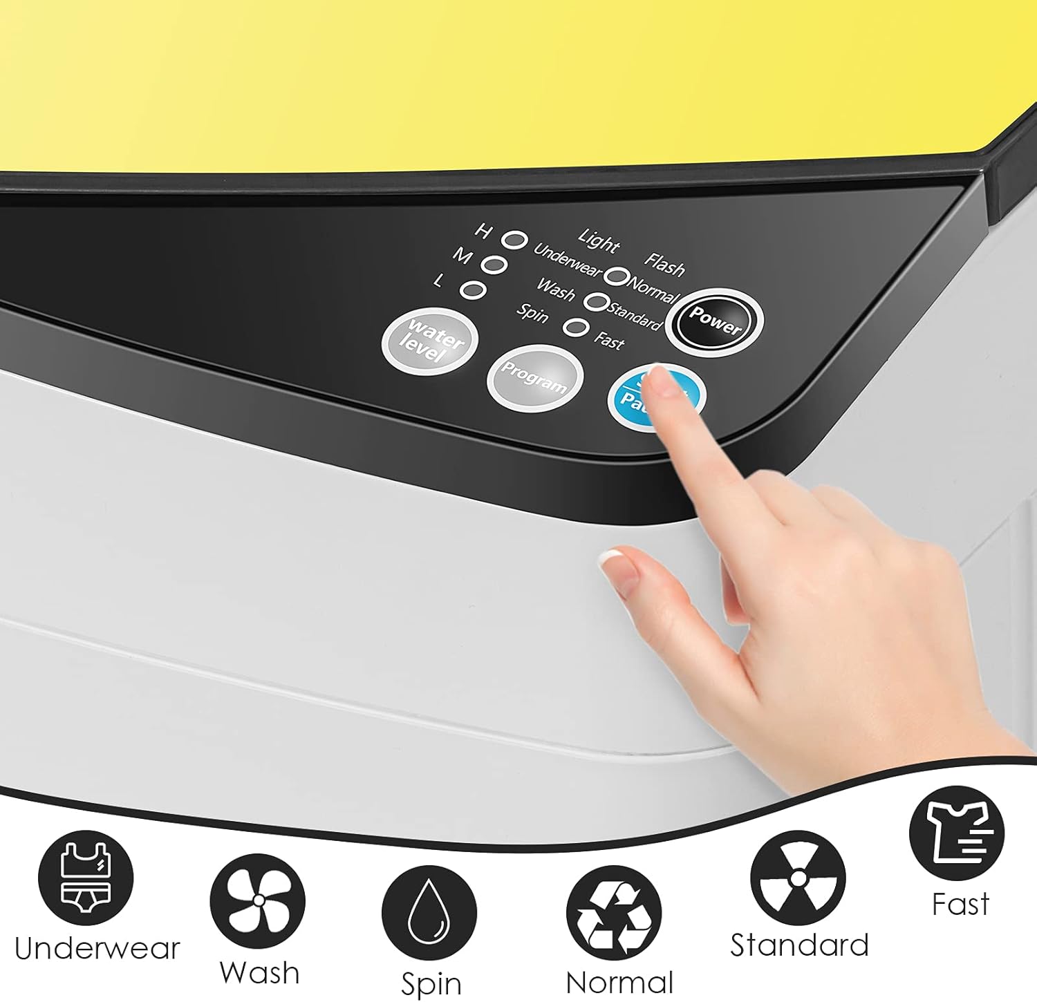 Casart – Lavadora portátil con capacidad de peso de 7.7 libras, lavadora y secadora completamente automática (amarillo y blanco)