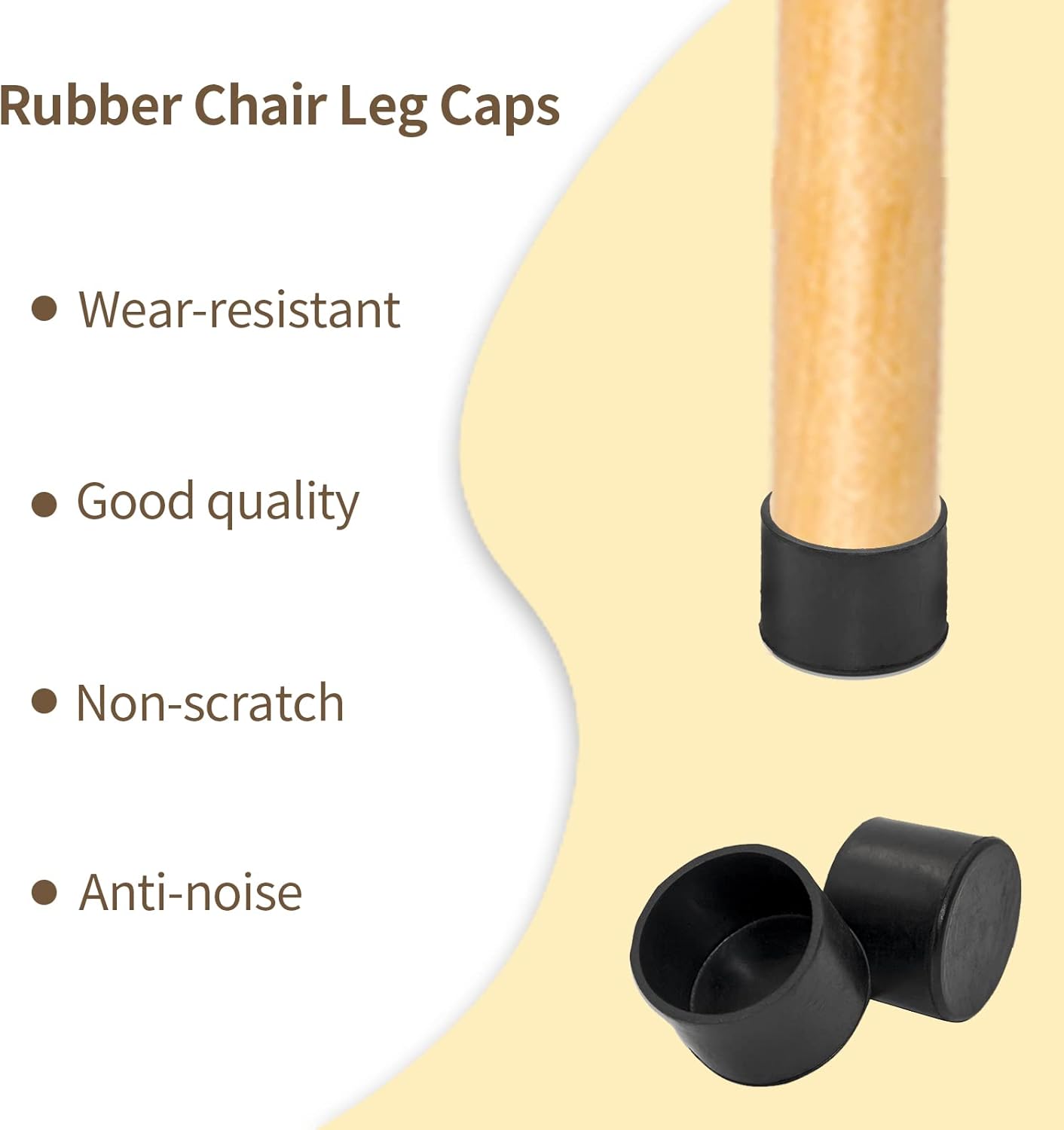 Flyshop Tapas para patas de silla de 1-12 pulgadas y 1.496 in, puntas de goma antideslizantes, protectores de suelo, fundas redondas para muebles,