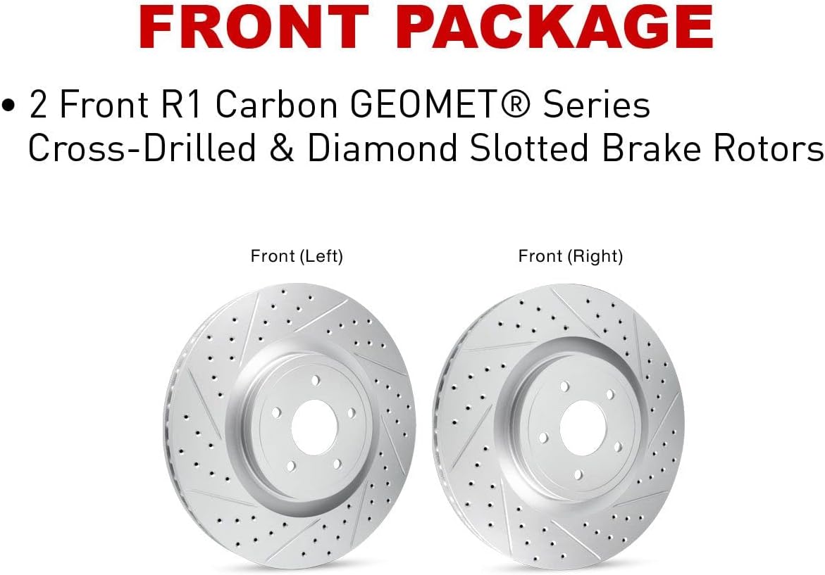 R1 Concepts Kit de rotor de freno delantero, rotores de freno, disco de freno, perforado y ranurado, se adapta a Chevrolet Silverado 2500 HD