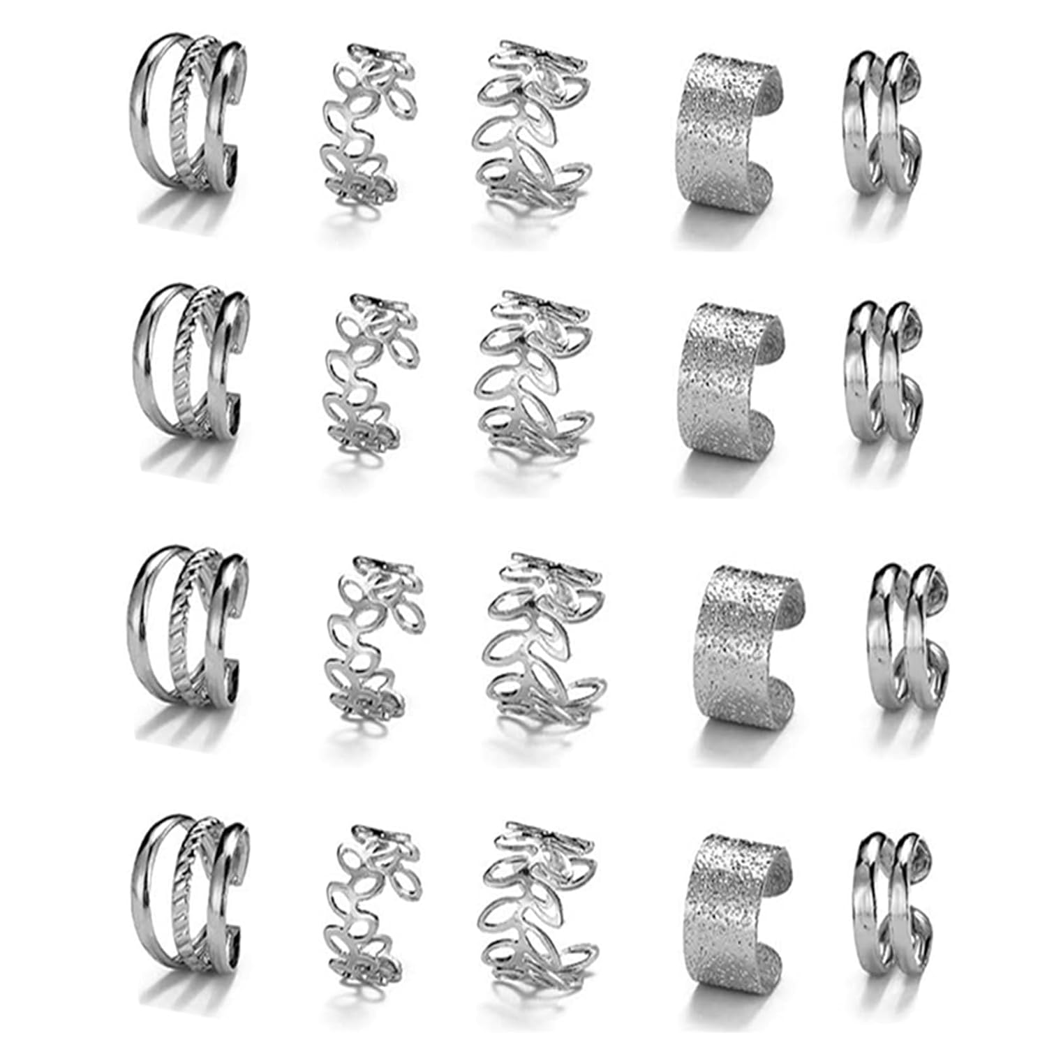 20 piezas de joyas de plata para el cabello para trenzas, diamantes de imitación de cristal, clips de trenza de metal, sin perforación, joyería para