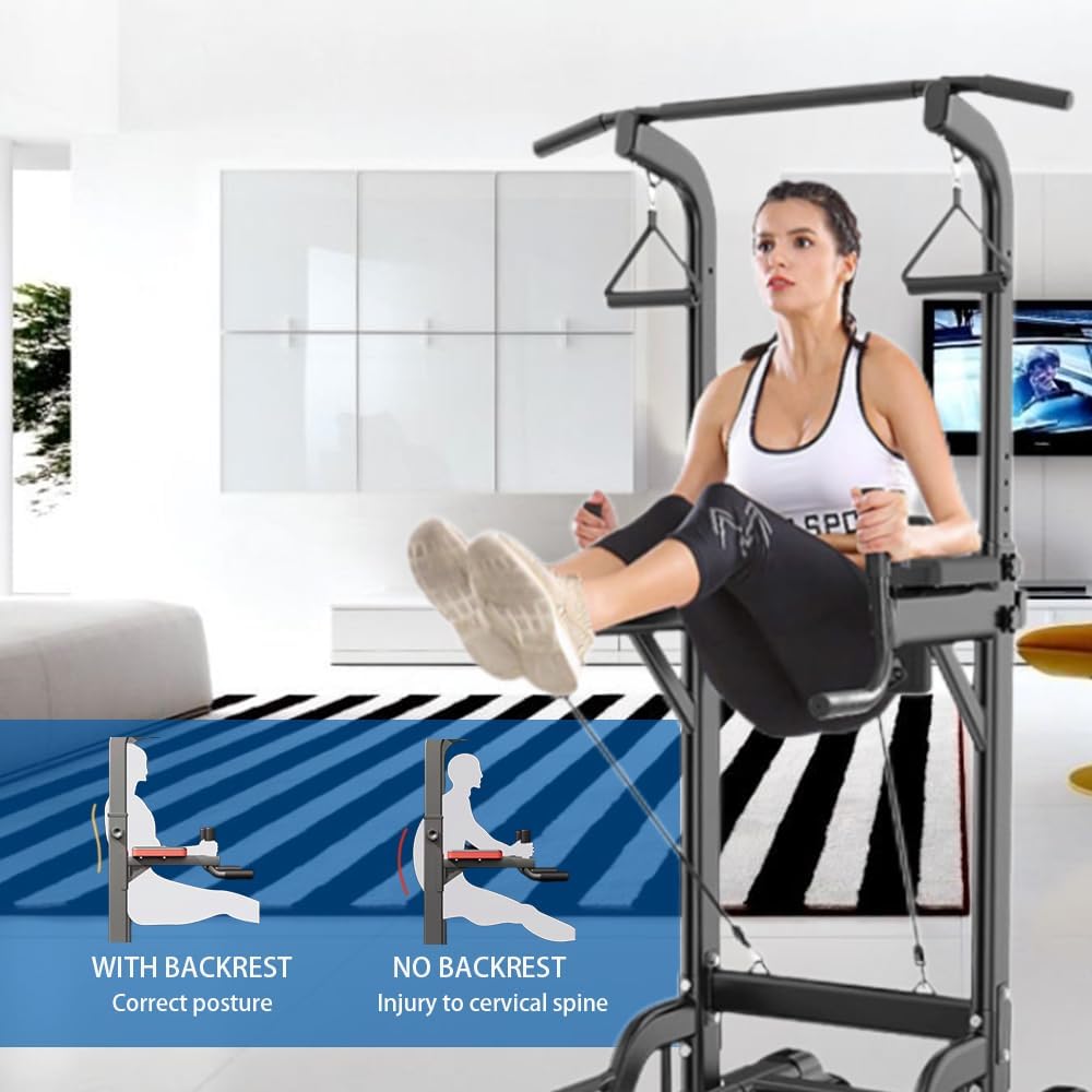 Power Tower – Estación de dominadas y inmersión multifunción para entrenamiento de fuerza en el hogar, estación de entrenamiento de fitness, altura