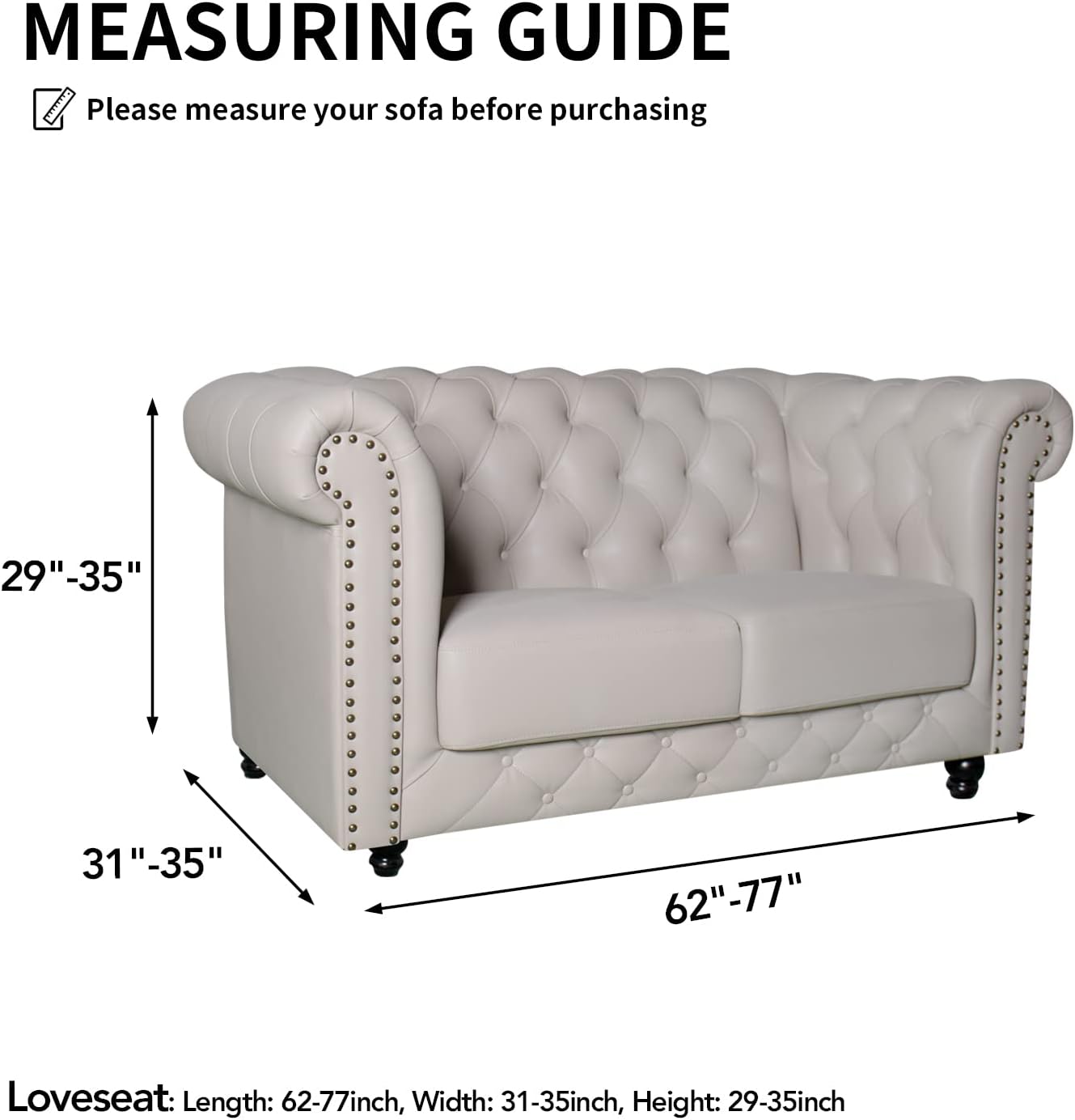Easy-Going Funda de terciopelo elástico estilo Chesterfield para sala de estar, suave y antideslizante, protector de muebles para perros (sofá
