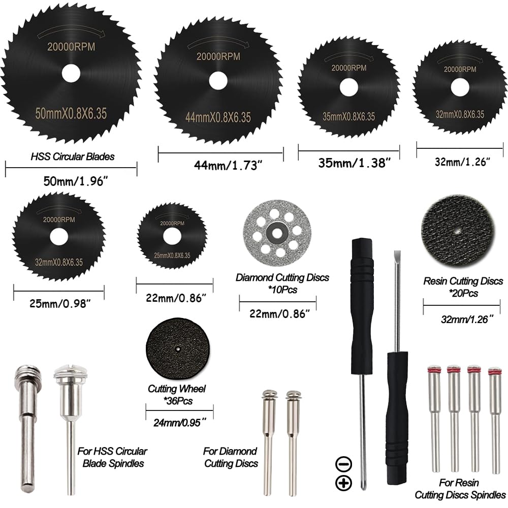 Juego de ruedas de discos de corte para accesorios de herramientas rotativas Dremel, hojas de sierra circulares HSS Kit de rueda de corte de resina