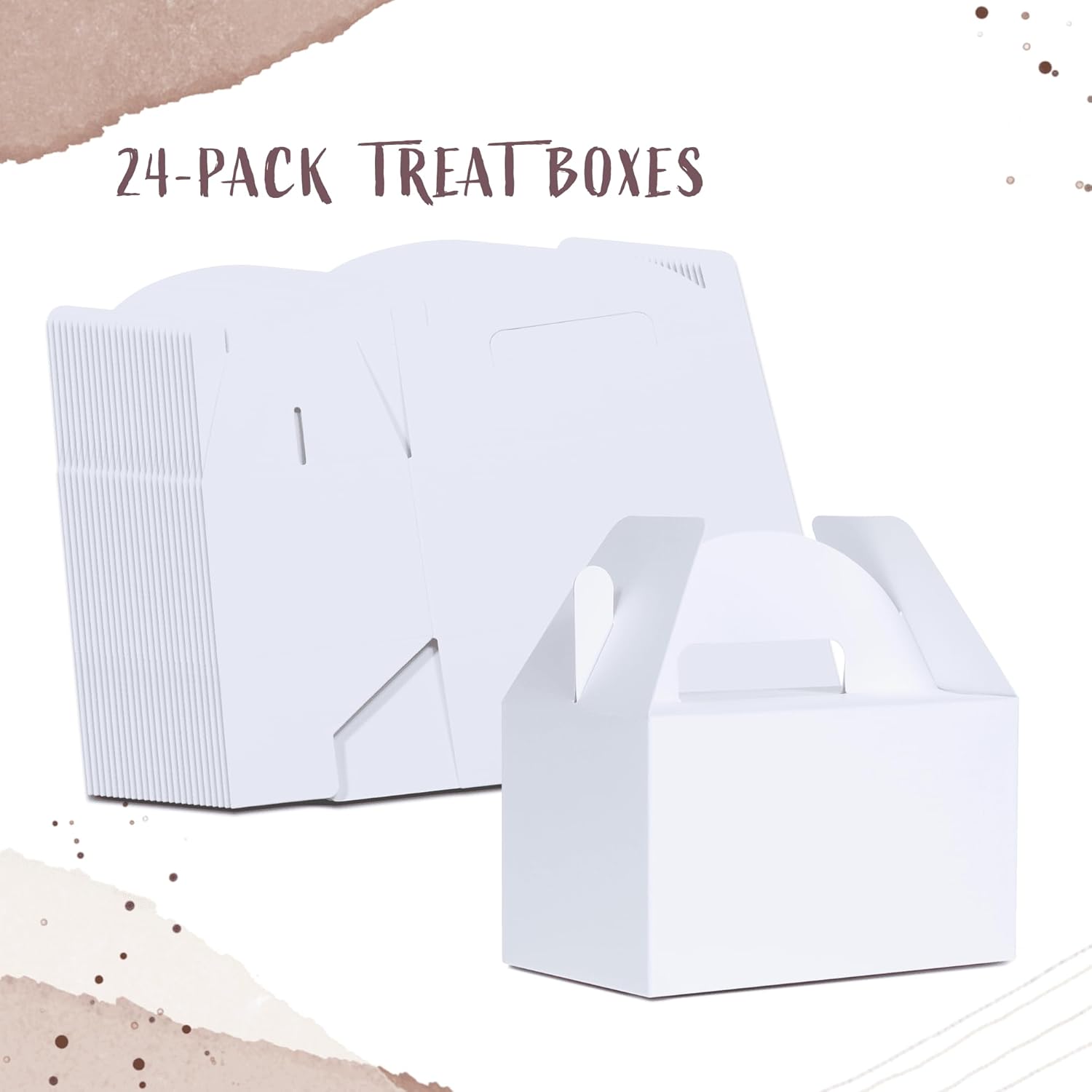MATICAN Cajas de recuerdo de fiesta, paquete de 24 cajas de golosinas blancas, cajas a dos aguas, 6 x 3.5 x 3.5 pulgadas