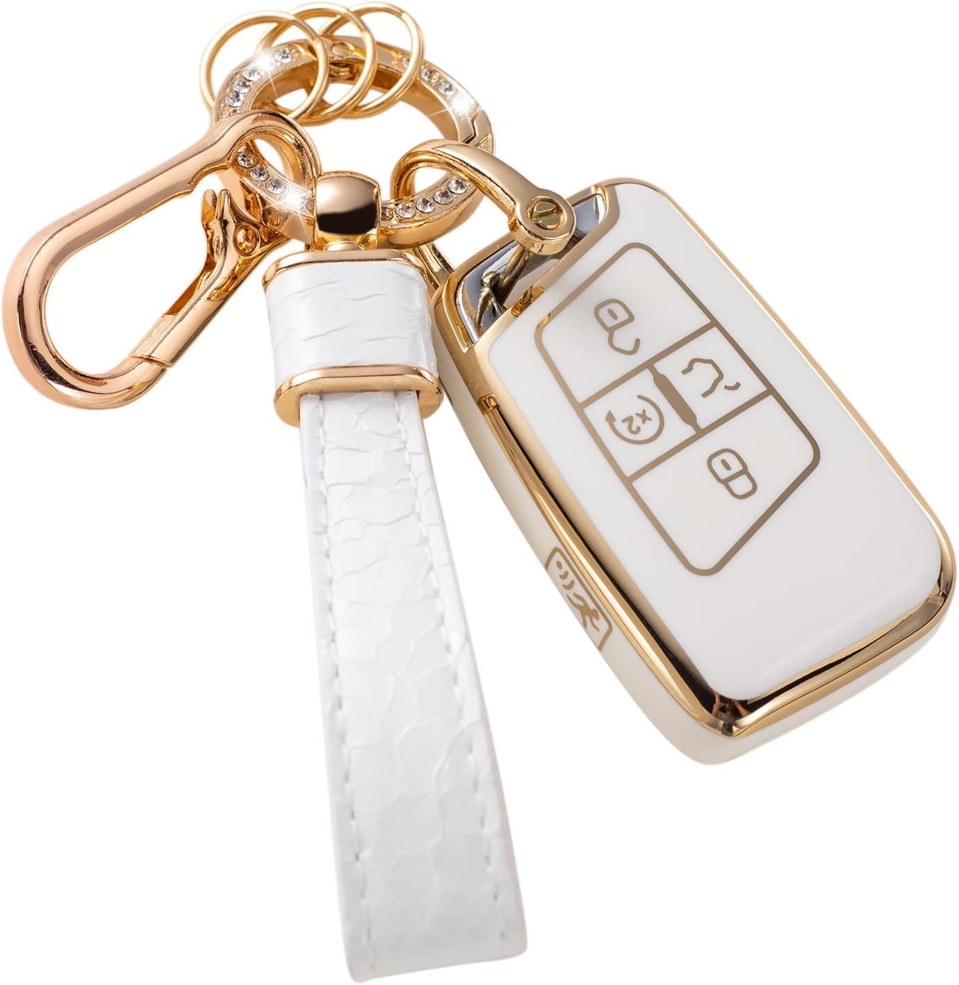 CACARLIKE Funda para llavero VW Volkswagen con llavero VW, compatible con Tiguan Jetta GLI Atlas Cross Sport Arteon Taos SEL Smart Key Protector