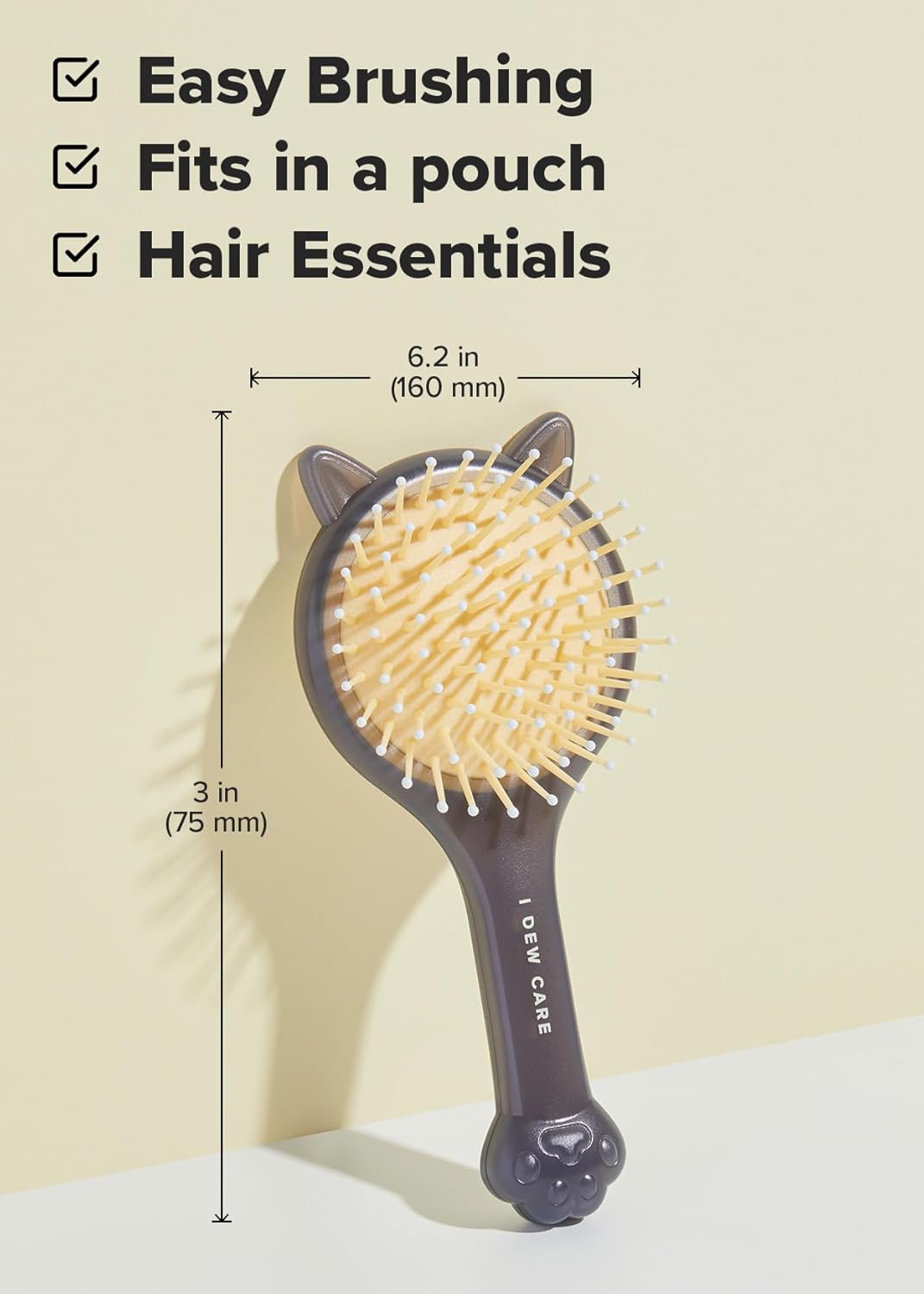 I DEW CARE Tap Secret – Cepillo de pelo desenredante con espejo, diseño bonito y ergonómico, para todo tipo de cabello, para mujeres, hombres y