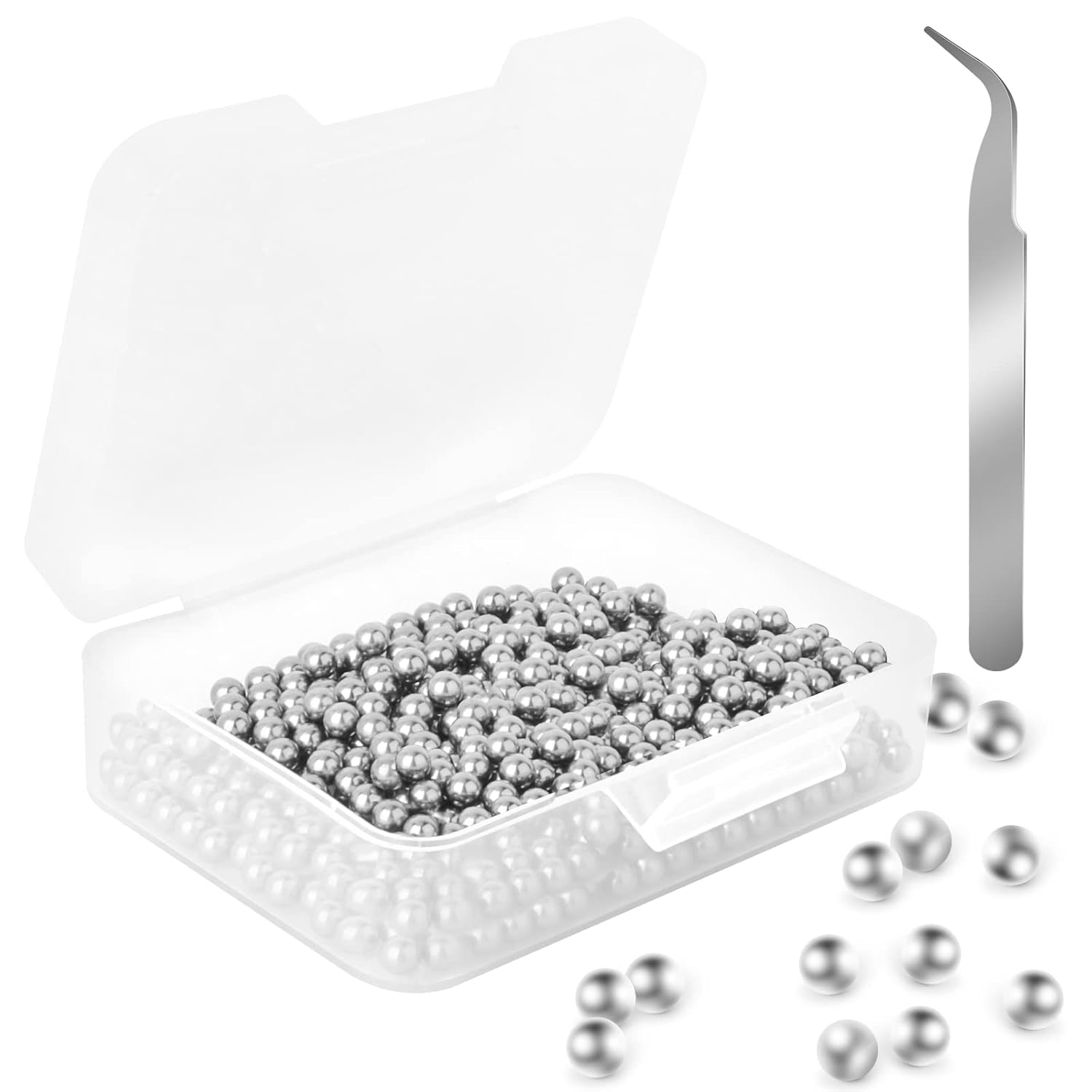 QCQIANG 600 bolas de acero inoxidable 304 de acero inoxidable de 0.197 in, bolas de metal, surtido de rodamientos de bolas para piezas de automóvil,