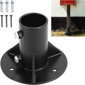 1 soporte de base de postes redondos de 2 pulgadas, brida de base, brida de enlace de cadena, brida de piso de poste sólido pesado para sujetar 1 soporte de base de postes redondos de 2 pulgadas, brida de base, brida de enlace de cadena, brida de piso de poste sólido pesado para sujetar