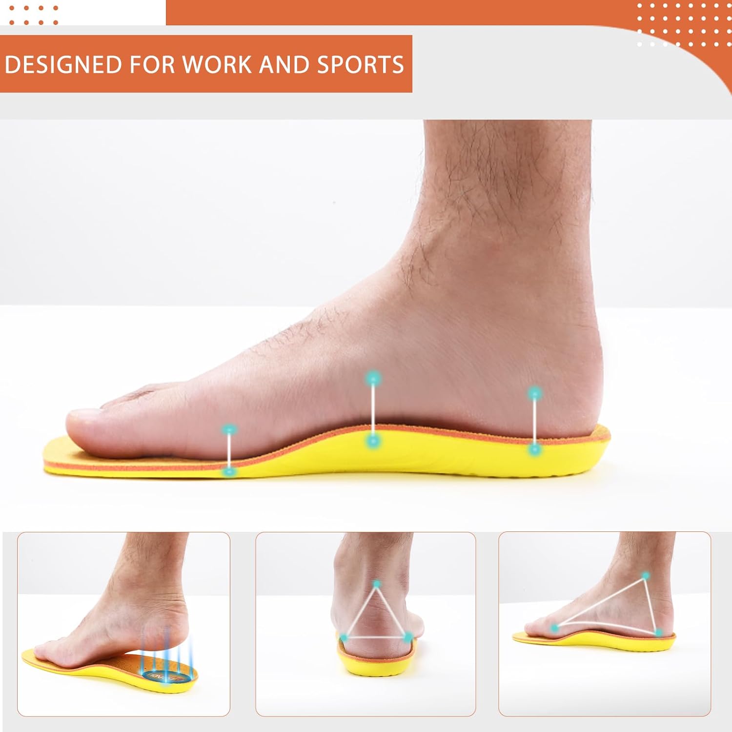 BABADU Plantillas  Plantillas cómodas para zapatos para hombres y mujeres, absorción de impactos y amortiguación durante todo el día, inserciones de