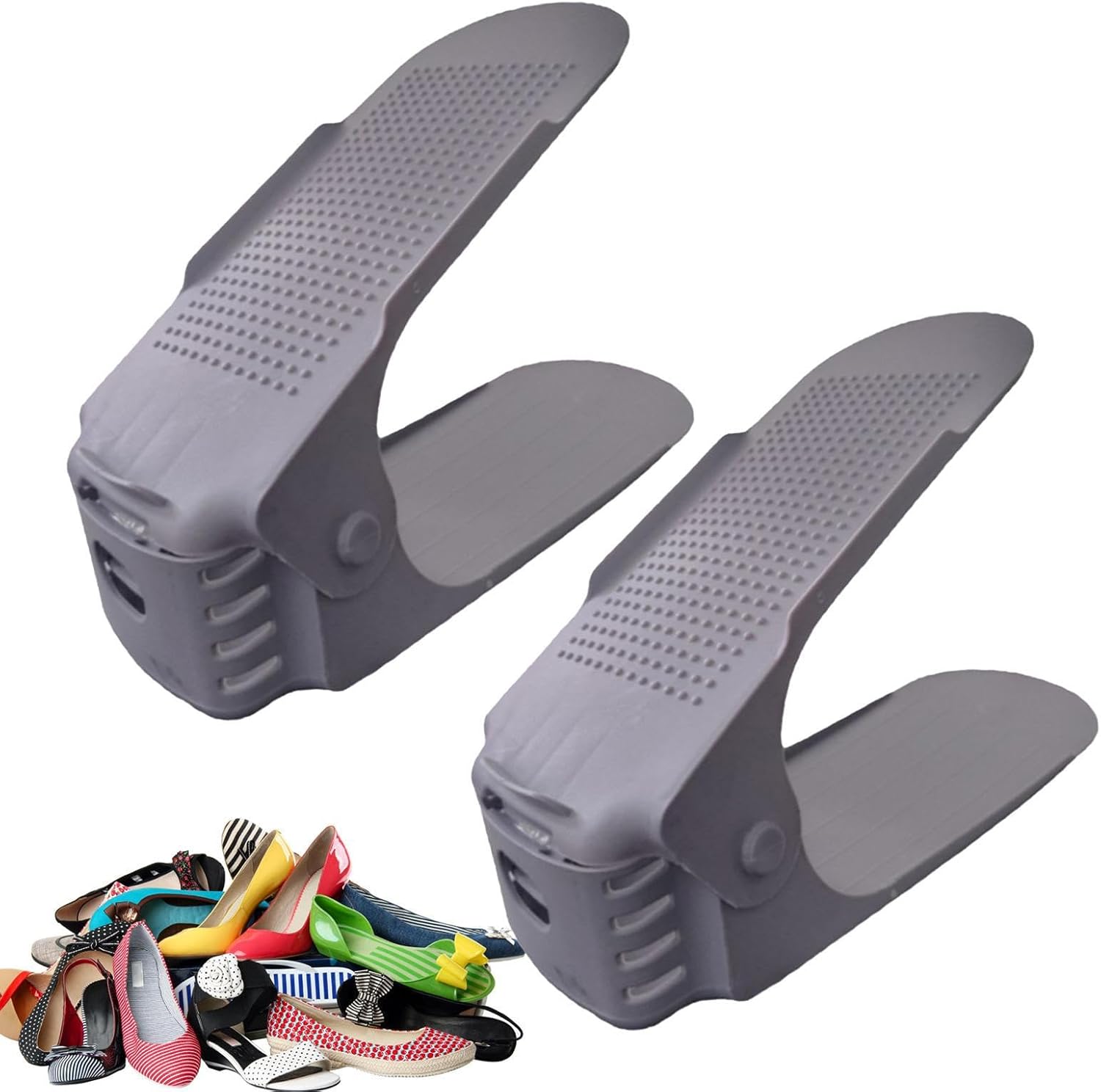 Organizador de ranuras para zapatos, apilador de zapatos ajustable, 4 piezas de ahorro de espacio para zapatos, soporte para zapatos de doble