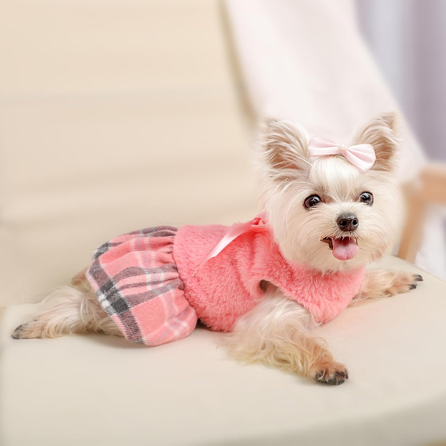 Ropa de invierno para perro, vestidos para cachorros para perros pequeños, vestido de vellón cálido para mascotas, abrigo para perro, abrigo para