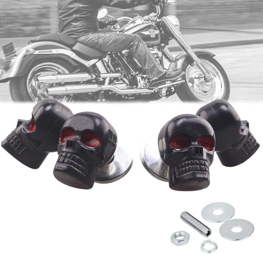Venveal Skull – Tornillos universales para placa de matrícula de automóvil y motocicleta, tornillos de marco de matrícula 3D de acero inoxidable con