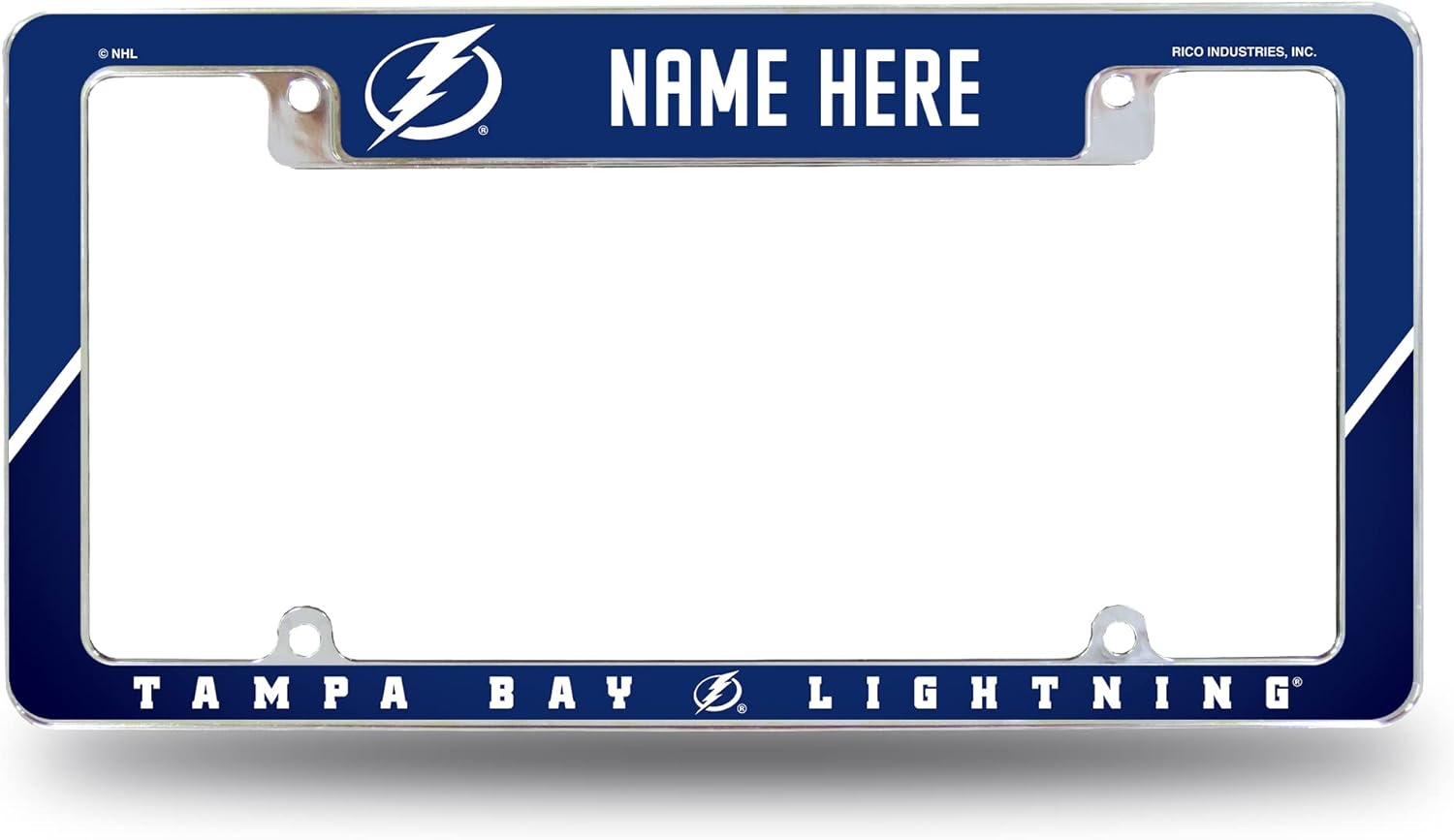 Rico Industries NHL Hockey Tampa Bay Lightning – Marco para placa de automóvil cromado, de 12 x 6 pulgadas, para automóvil, camión, SUV