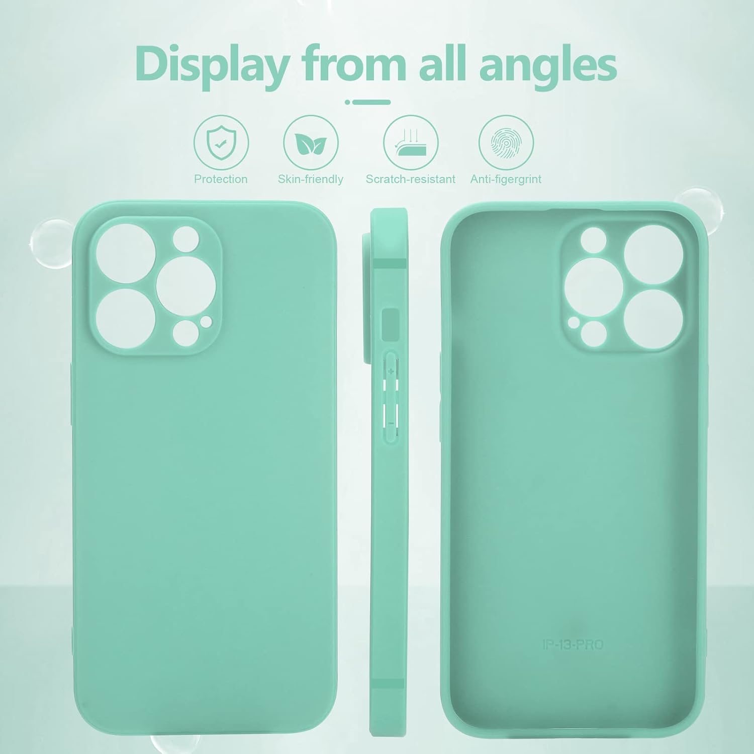 YZR Funda de silicona compatible con iPhone 13 Pro Max (6.7 pulgadas 2021), con protección de cámara, funda de silicona líquida para teléfono (cian