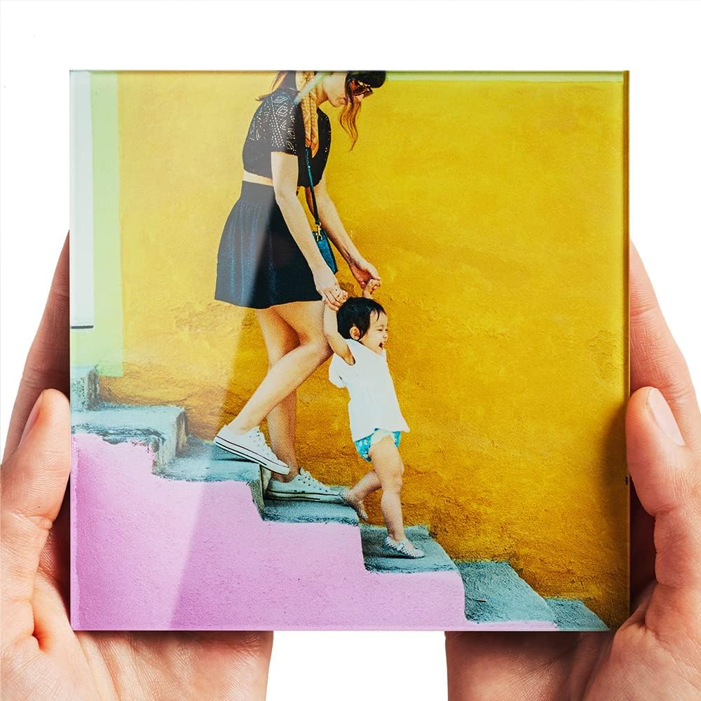 Fracture Impresión fotográfica de vidrio personalizada, 5 x 5 pulgadas, carga tu imagen, cuadrado pequeño