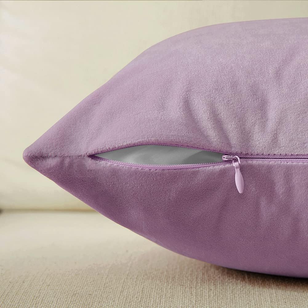 Fancy Homi 2 paquetes de fundas de almohada decorativas de 12 x 20 pulgadas para sofá cama de sala, retazos de terciopelo morado y blanco con cuero