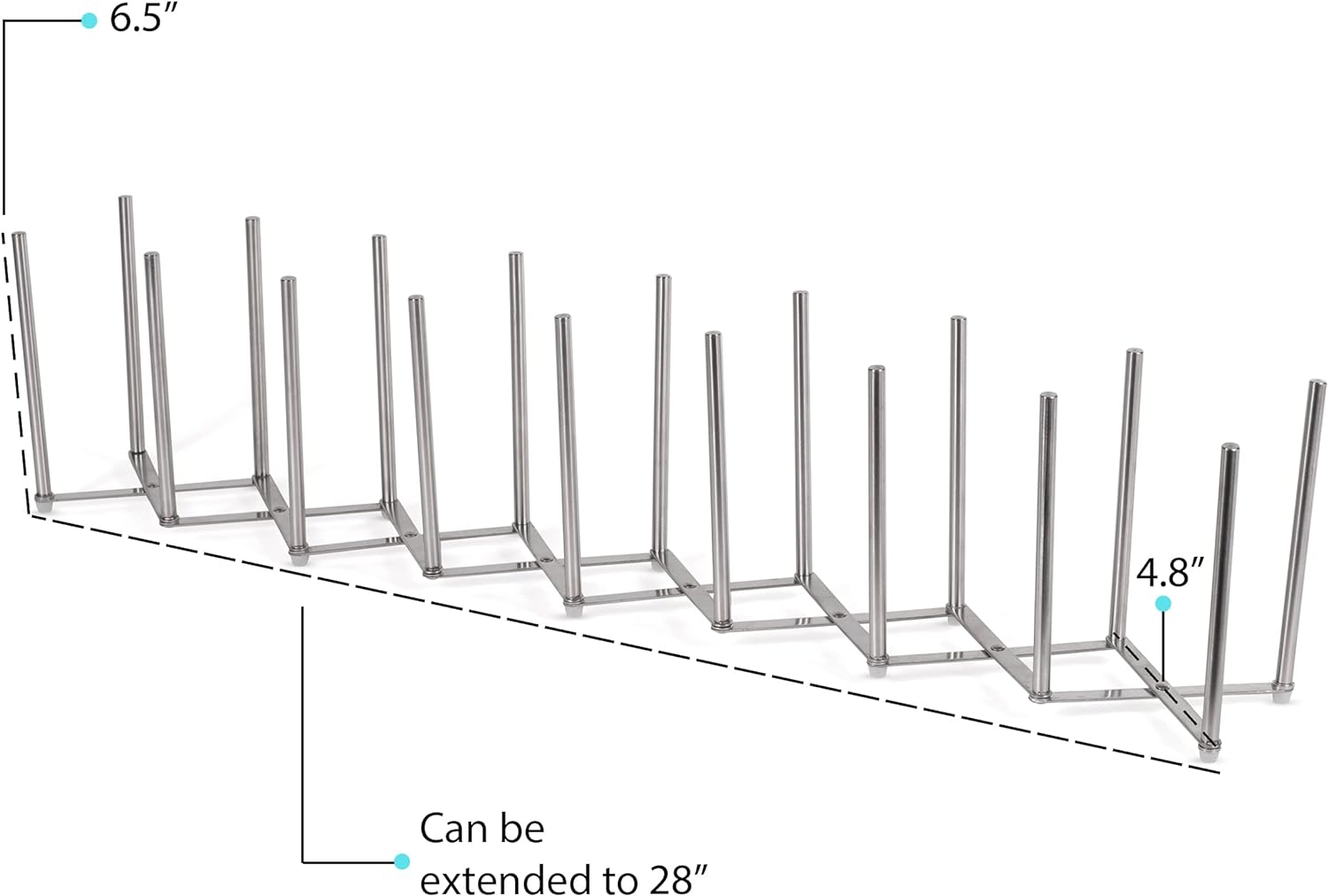 Soporte de placa para ollas y tapas para la cocina de acero inoxidable, 8 secciones, longitud de acordeón ajustable, se puede extender hasta a 30