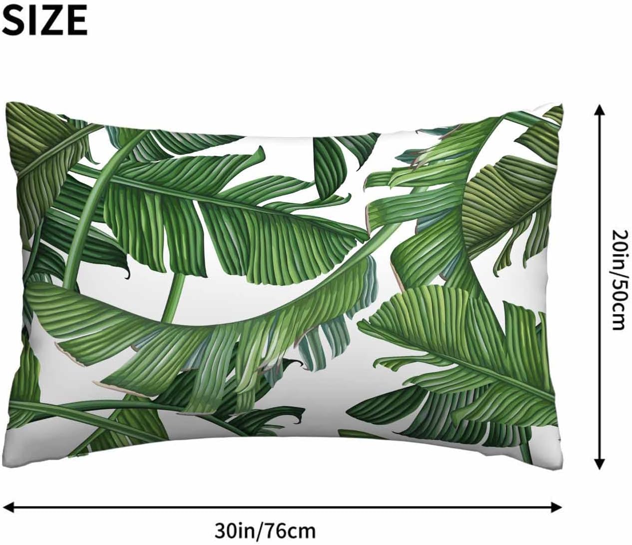 Funda de almohada con hojas de palma, jungla densa, funda de cojín decorativa para el hogar, rectangular, 20 x 30 pulgadas, fundas de almohada
