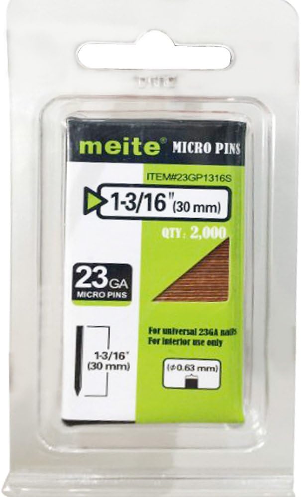 meite Clavos de calibre 23, micropines sin cabeza de 1-316 pulgadas para clavadora de alfileres, chapados en cobre, ideales para carpintería fina y