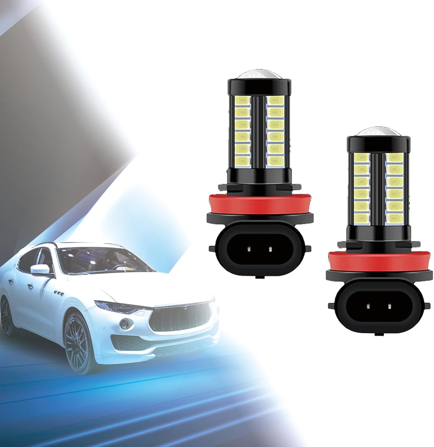 UGSHY 2 bombillas LED antiniebla H11 o DRL, luz blanca fría de 6500 K, súper brillante 5730 33-SMD 12V, apto para automóviles, camiones, SUV,