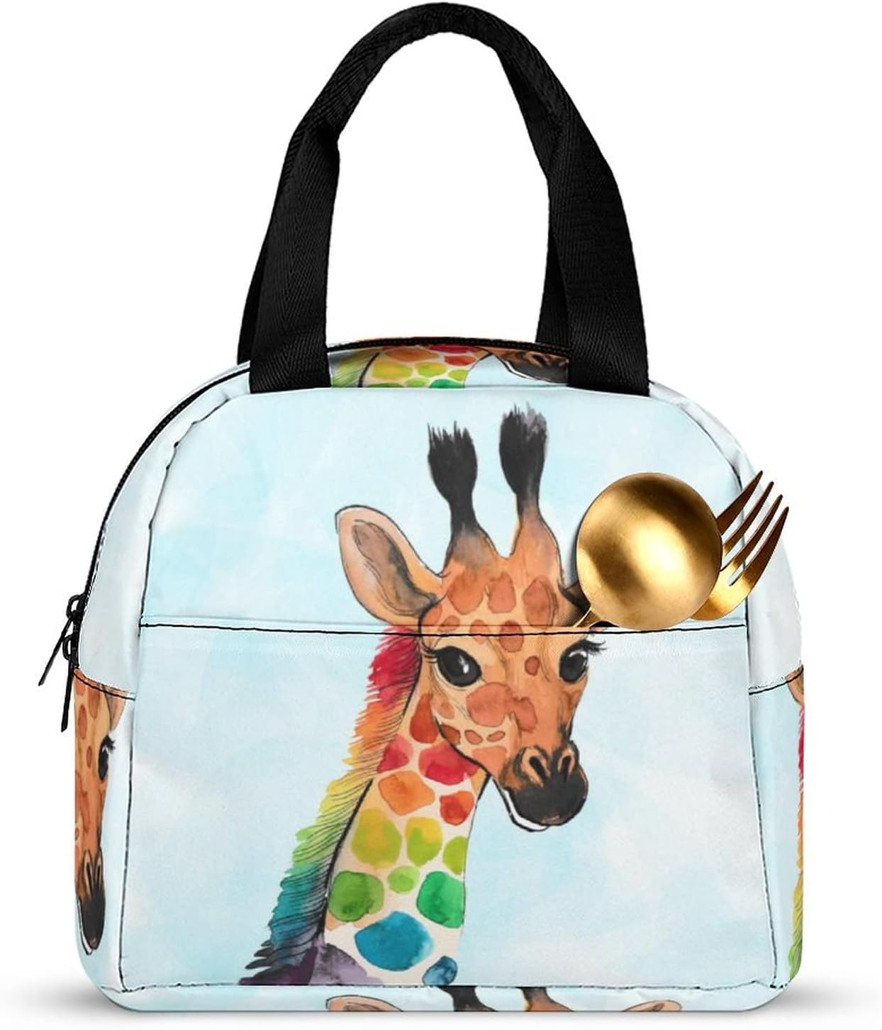 QJHEC Lonchera de jirafa, reutilizable, linda bolsa de almuerzo aislada para niños, bolsa de mano multifuncional para la escuela, contenedor de