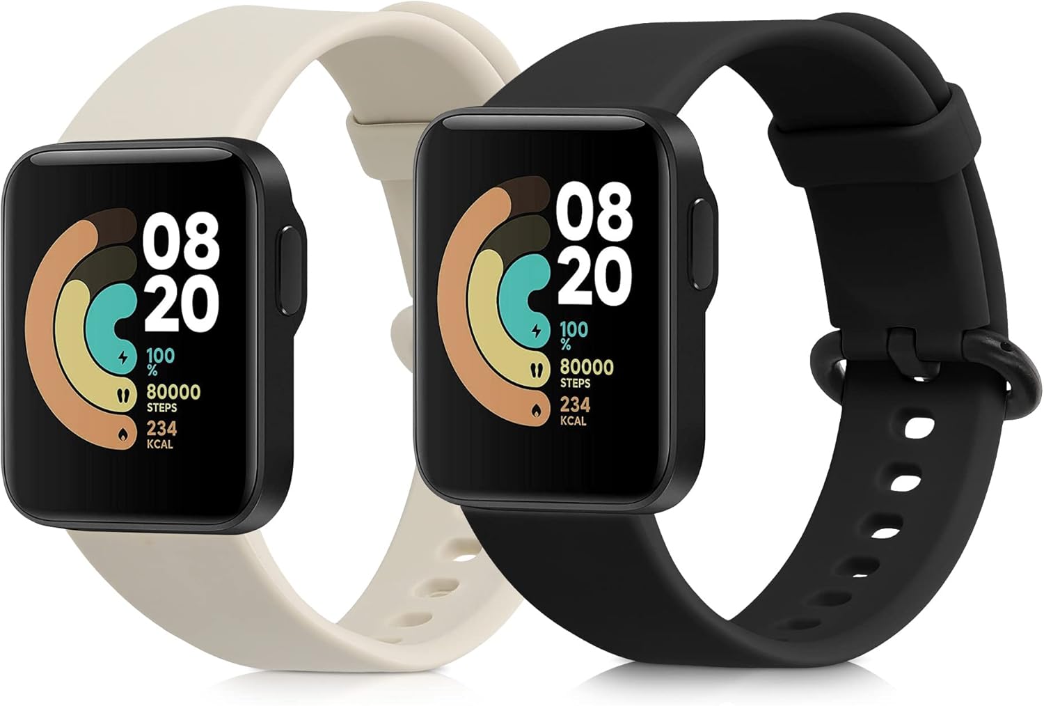 kwmobile Correas compatibles con correas de reloj Xiaomi Mi Watch LiteRedmi – 2 correas de reloj de silicona de repuesto, color negroazul oscuro