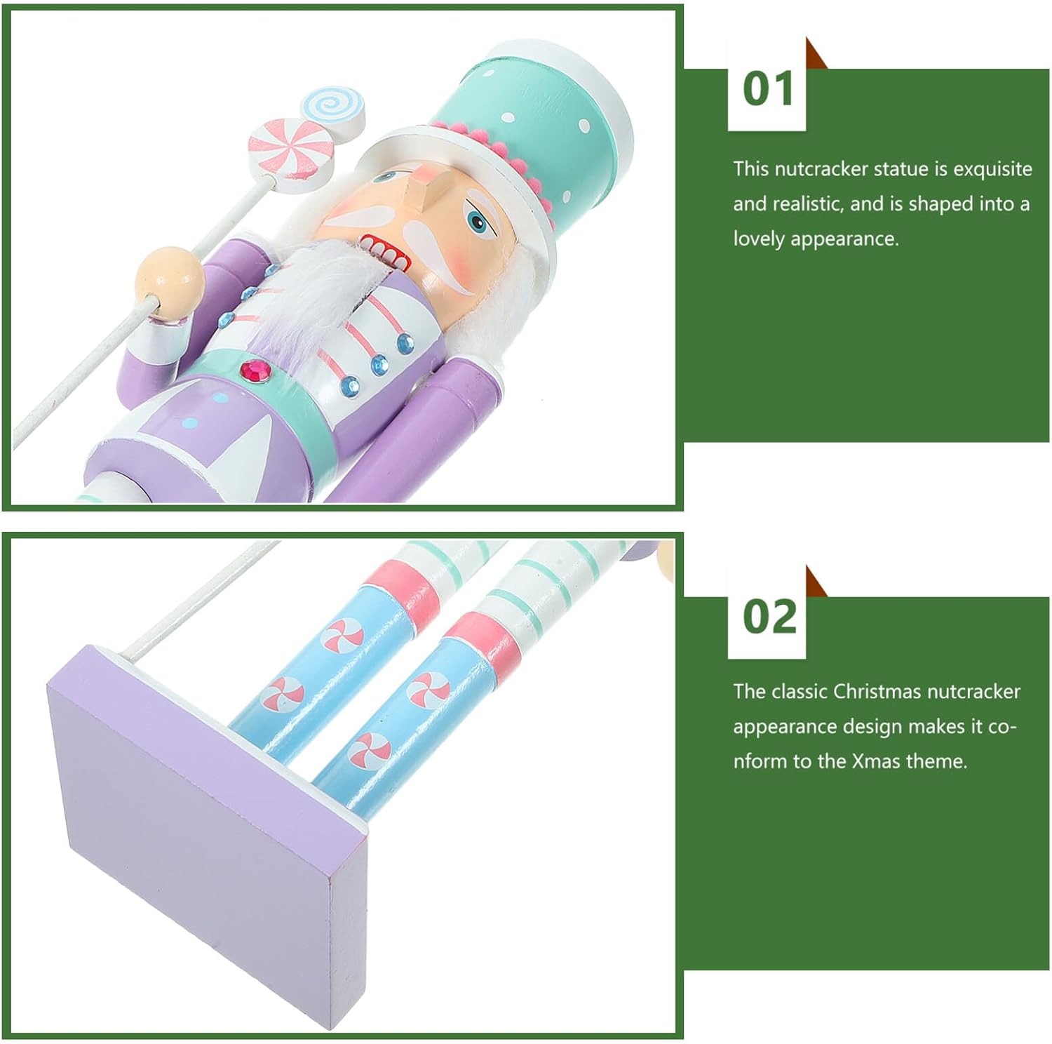 GANAZONO Gran cascanueces de Navidad adornos decoraciones soldado cascanueces de madera para árbol de Navidad figura marioneta regalo 15.0 in